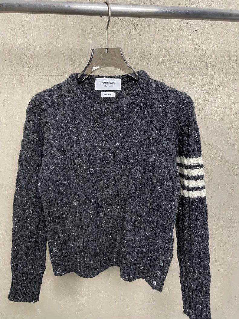 Thom Browne Thom Browne Dark grey woolen sweater with round mane Size M / US 6-8 / IT 42-44 - 3 Thumbnail
