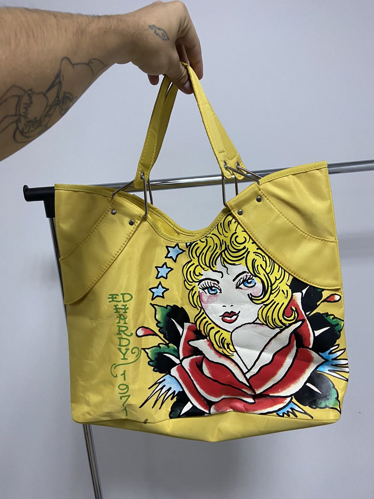 Ed Hardy × Vintage Ed Hardy Vintage Bag Shoulder Big Print Logo Shopper Size ONE SIZE - 8 Thumbnail