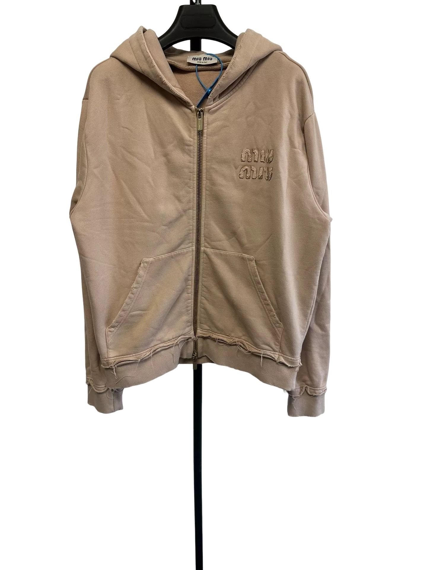 Miu Miu Miu Miu Logo Distressed Zip Hoodie Size S Size S / US 4 / IT 40 - 1 Thumbnail