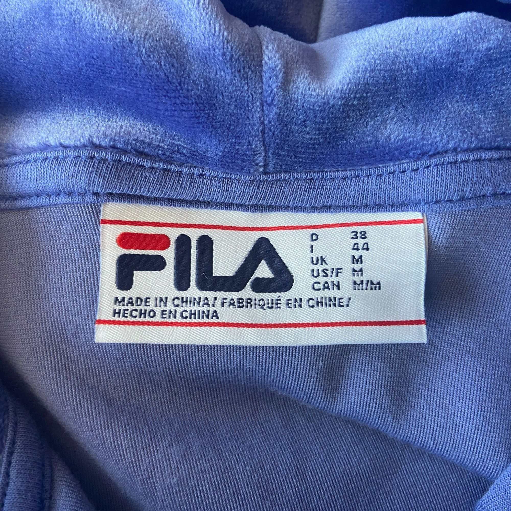 Fila FILA Womens Medium Hoodie Velour 1/4 Zip Blue Logo Hoodie Size M / US 6-8 / IT 42-44 - 6 Thumbnail