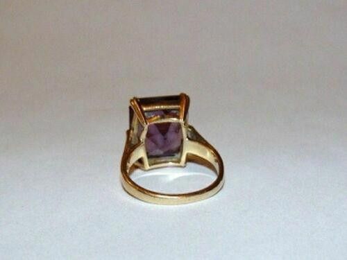 Designer 14 kt Gold Amethyst CZ Emerald Cut Cocktail Ring Size ONE SIZE - 2 Thumbnail