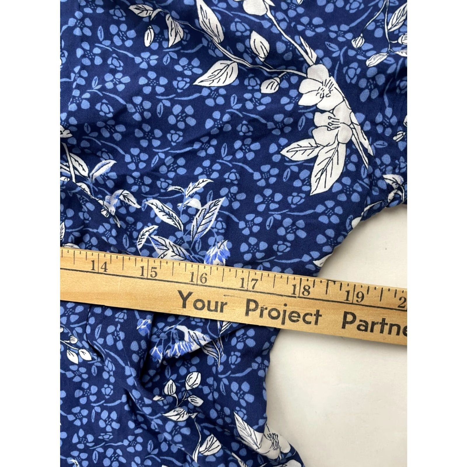 Vintage Ellos Short Dress Women's Size 14 Blue Floral Above Knee Sleeve Hem Tie Boatneck Shirt Dress Womens Size 36" / US 14 / IT 50 - 7 Thumbnail