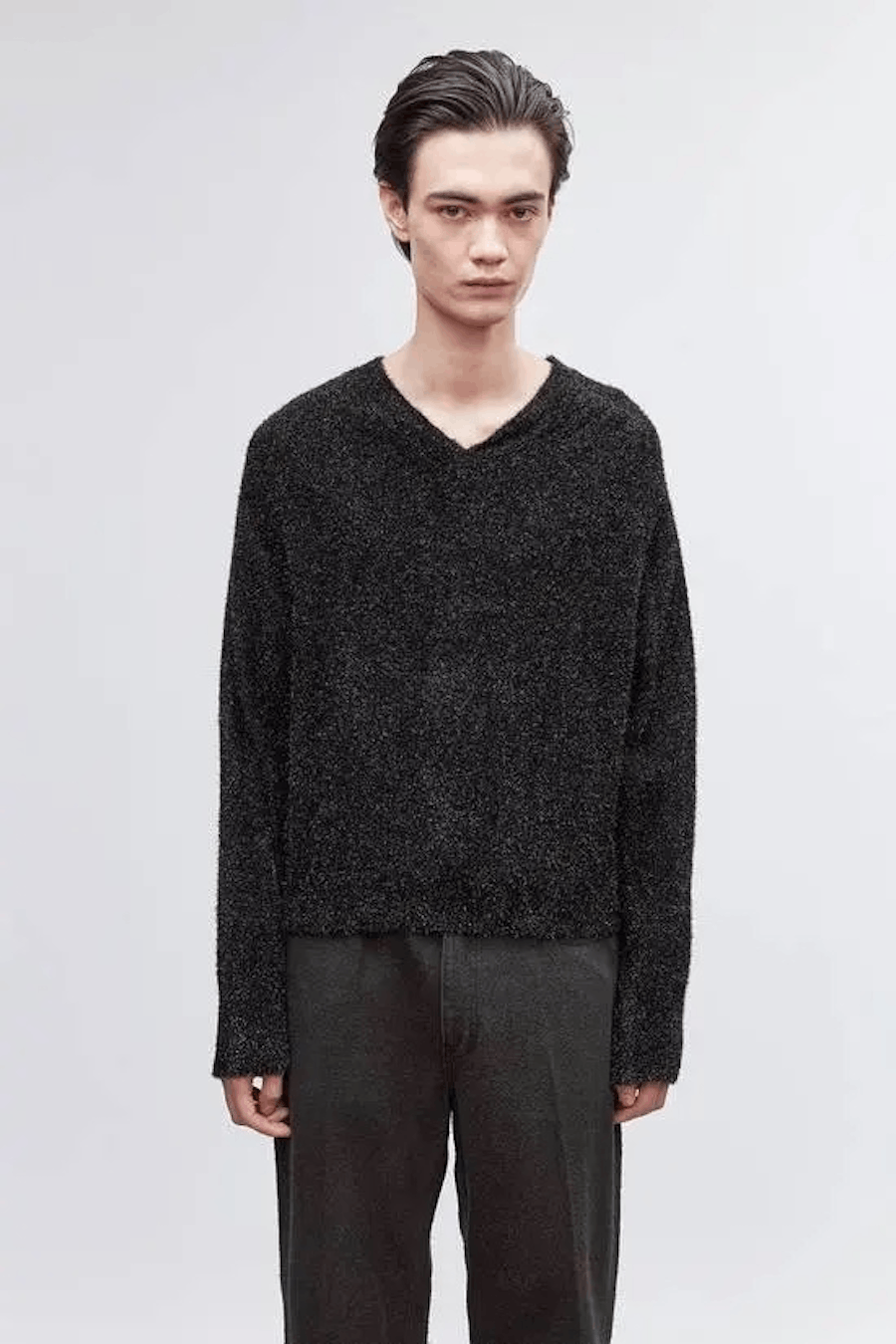 Our Legacy Our Legacy V-Neck Raglan Glittery Black Sweater Size US M / EU 48-50 / 2 - 1 Thumbnail