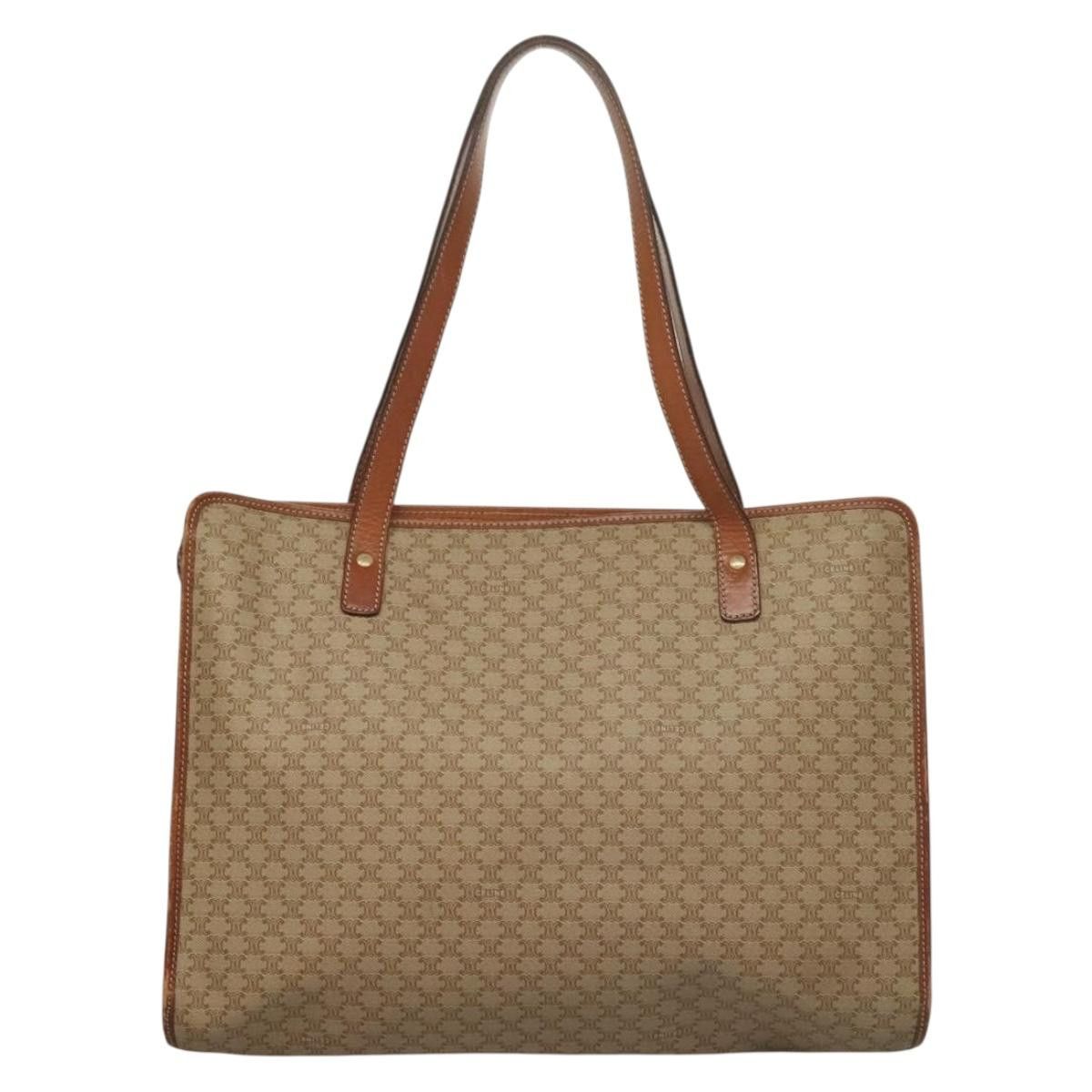 Celine CELINE Macadam Canvas Tote Bag Beige Gold Size ONE SIZE - 3 Thumbnail