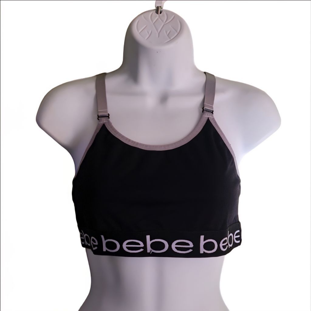 Bebe Bebe Y2K logo 2 tone sports bra black Heather gray size XS/S Size ONE SIZE - 1 Thumbnail