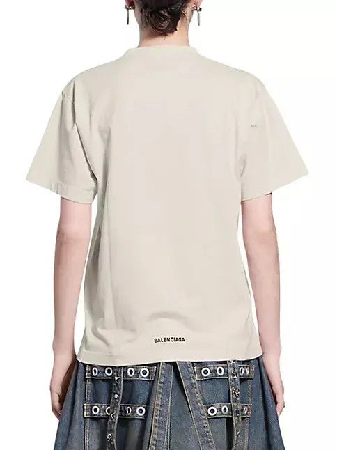 Balenciaga o1w1db11224 Back Hem T- Shirt Small Fit in Beige Size L / US 10 / IT 46 - 4 Thumbnail