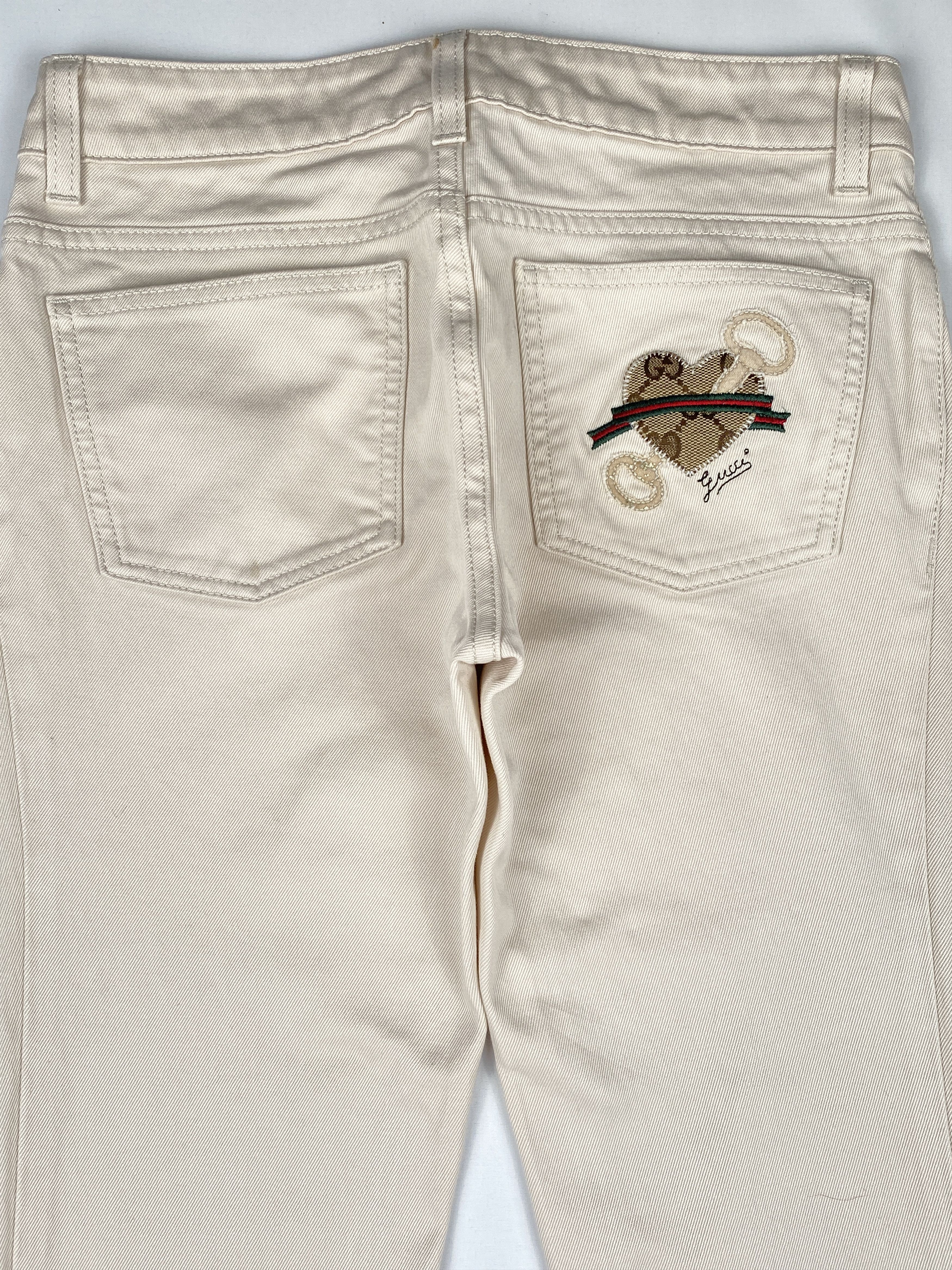 Gucci Embroidered Heart Crest Denim Pants Size 25" / US 0 / IT 36 - 8 Thumbnail