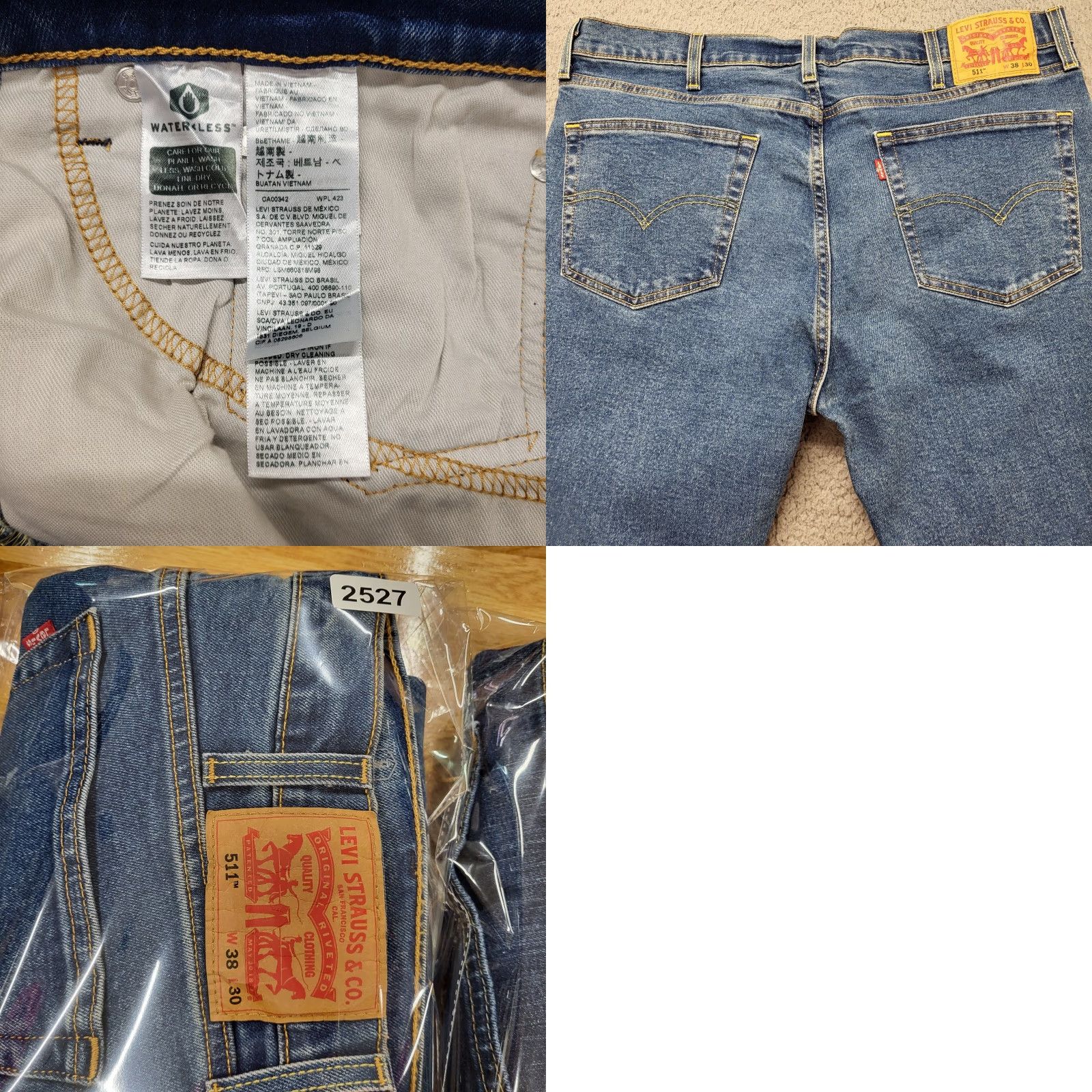 Levi's Levi's 511 Jeans Men's 38x30 Slim Fit Blue Straight Stretch Denim Logo 5-Pocket Regular 30 In Inseam USA Modern Size US 38 / EU 54 - 9 Thumbnail