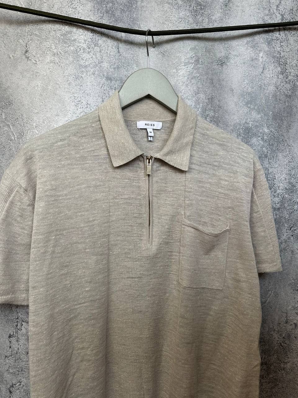 Reiss REISS Jenna Mixed Media Alpaca/Linen Top 1/4 Zip Polo Shirt Size M / US 6-8 / IT 42-44 - 6 Thumbnail