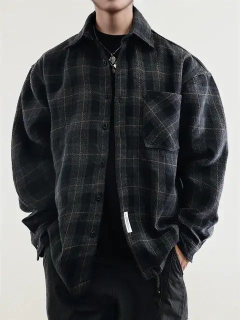 Japanese Brand American Streetwear Loose Thick Plaid Shirt Size US XXL / EU 58 / 5 - 1 Thumbnail