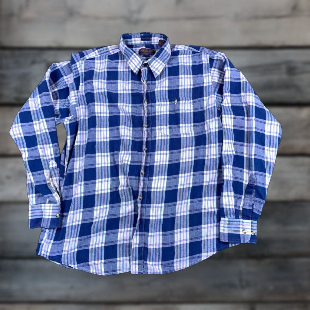 Vintage VTG Woodland Lightweight Flannel Shirt Adult Large Purple Plaid Grunge 90s Mens Regular Button-Up Cotton Shirt Size US L / EU 52-54 / 3 - 1 Thumbnail