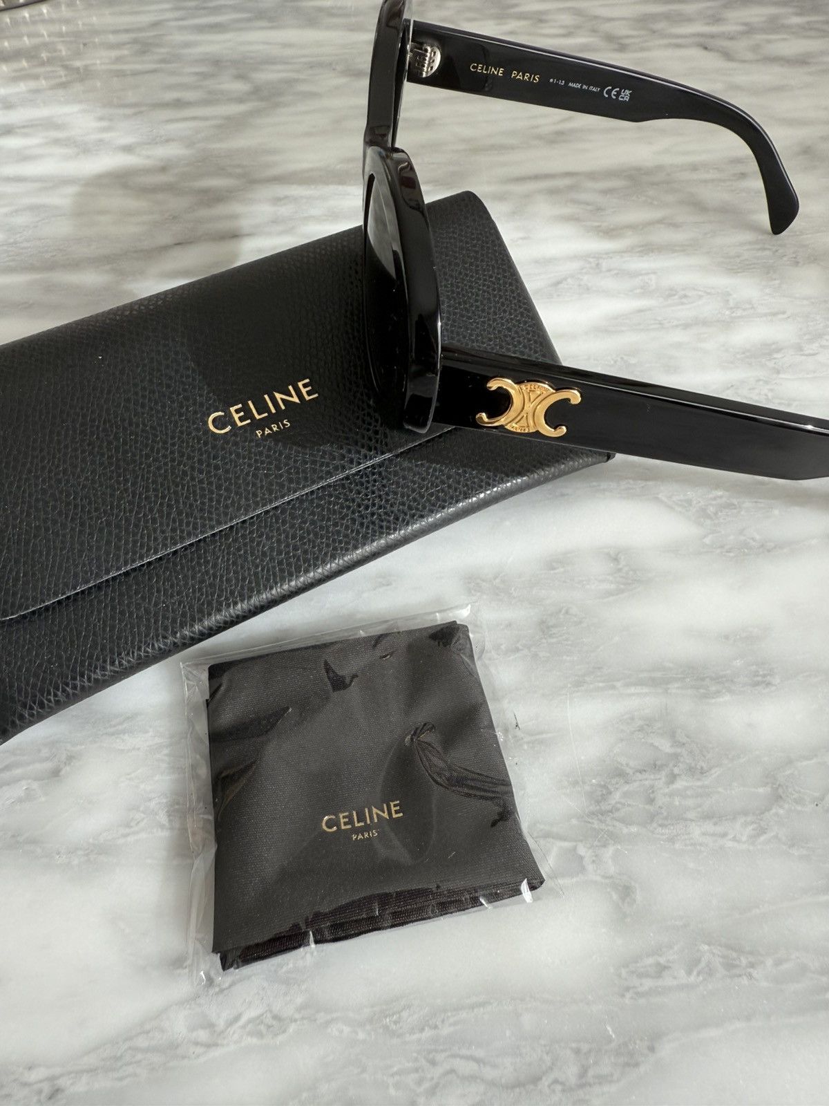 Celine Celine Triomphe Oval-frame black sunglasses Size ONE SIZE - 8 Thumbnail
