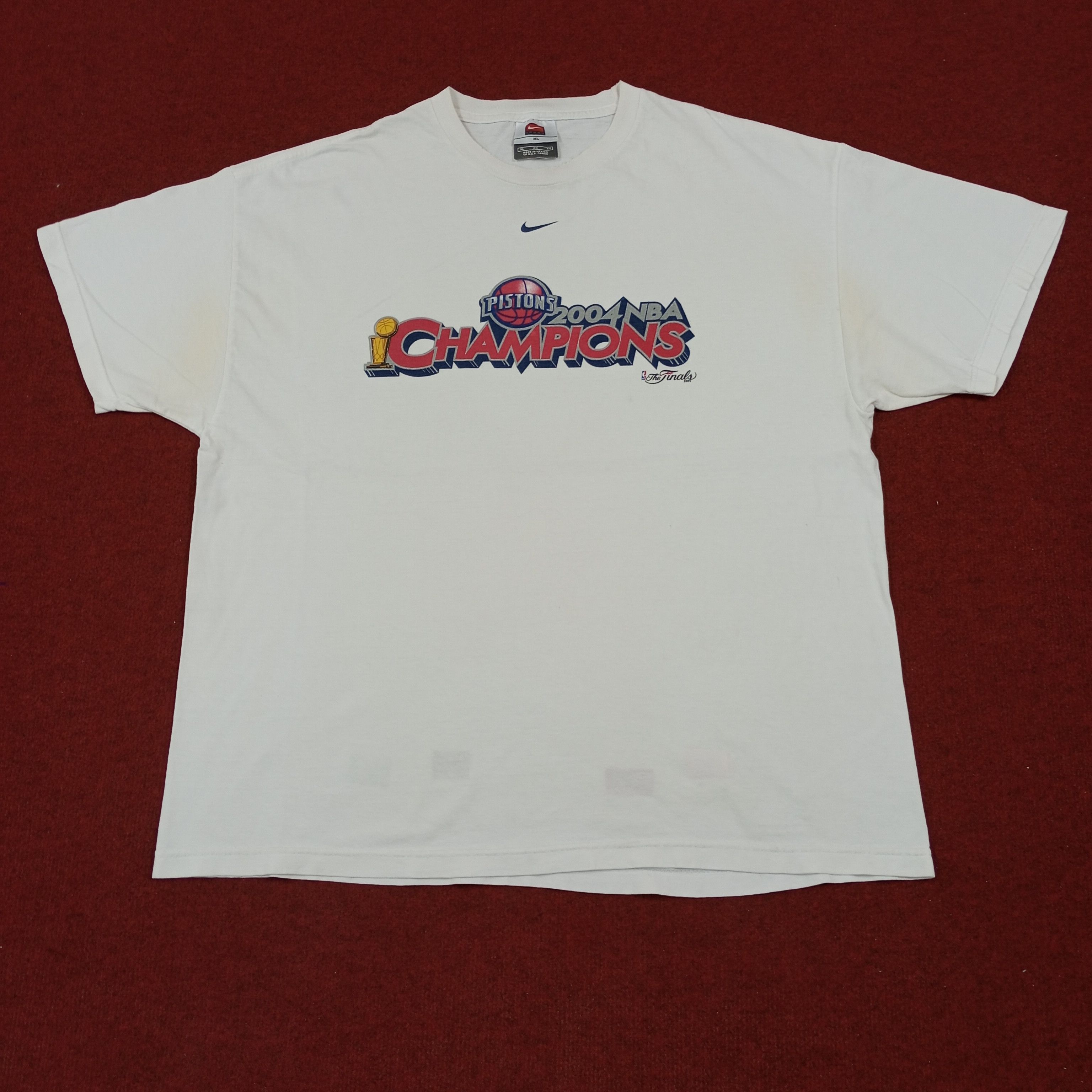 NBA × Nike × Vintage Nike Pistons NBA 2004 Basketball Team Vintage Tshirt Size US XXL / EU 58 / 5 - 1 Thumbnail