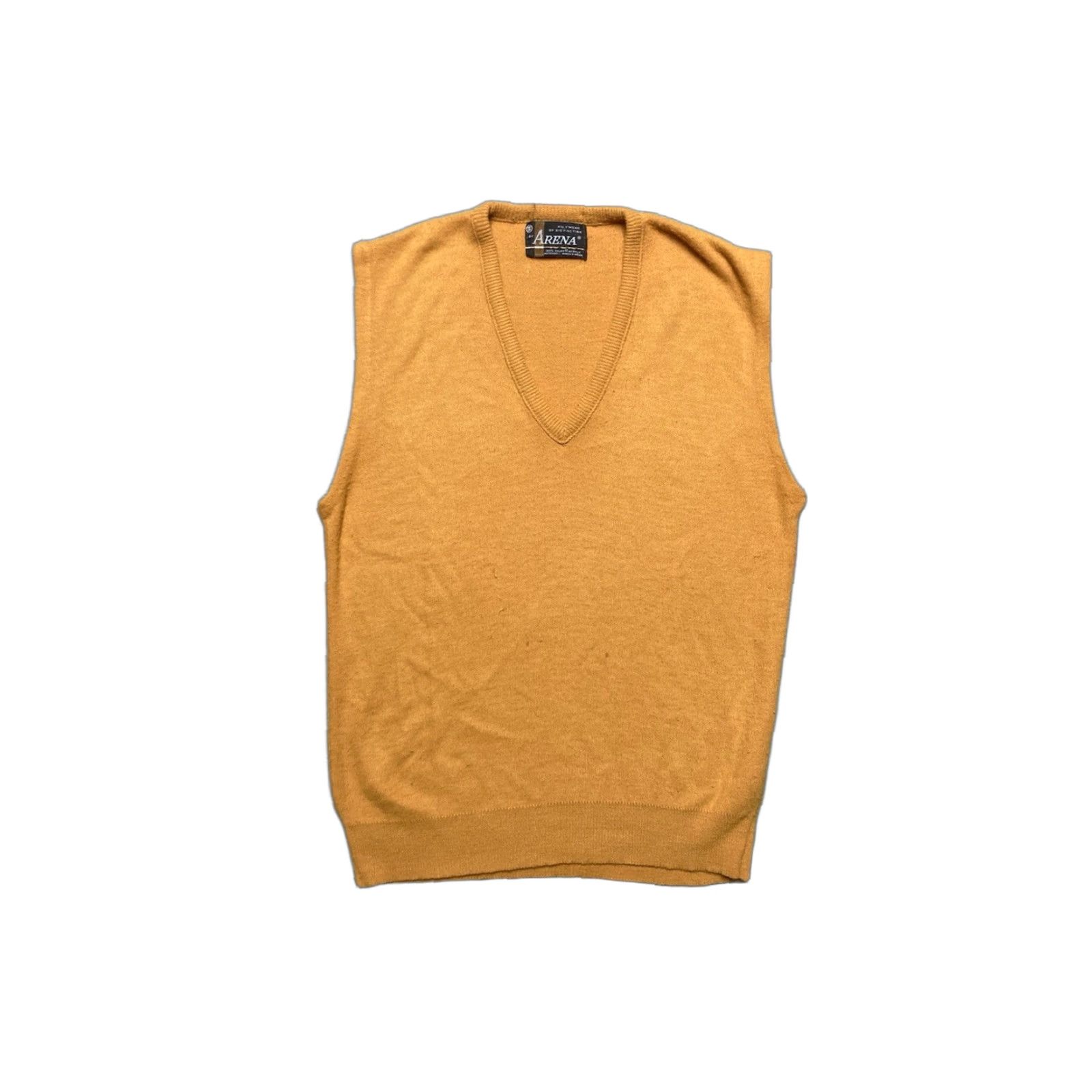 Vintage VINTAGE 1960s acrylic knit sweater vest yellow v neck pullover men’s small Size US S / EU 44-46 / 1 - 1 Thumbnail