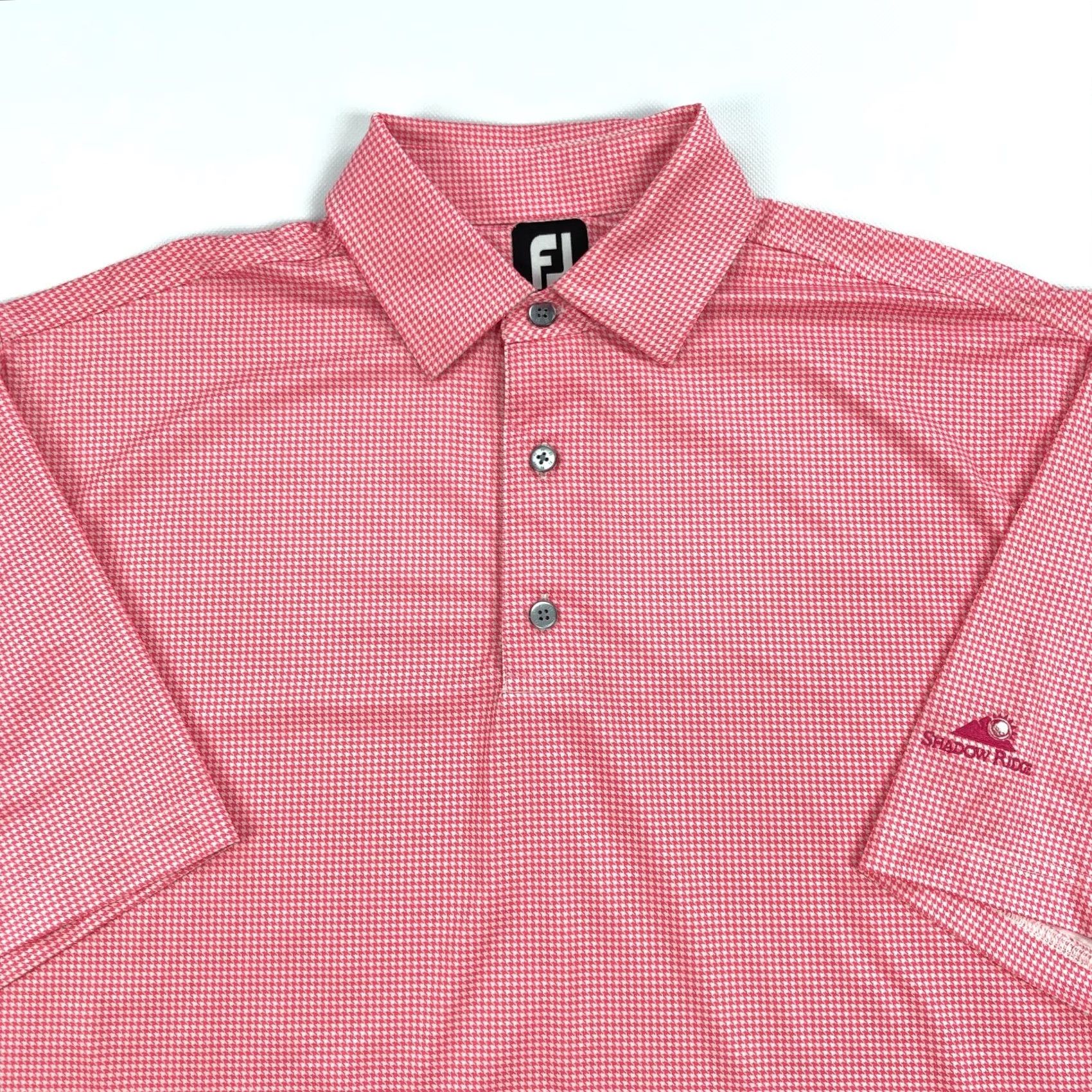 Footjoy FootJoy Polo Shirt Men L Pink Houndstooth Shadow Ridge Golf Performance FJ Size US L / EU 52-54 / 3 - 2 Thumbnail