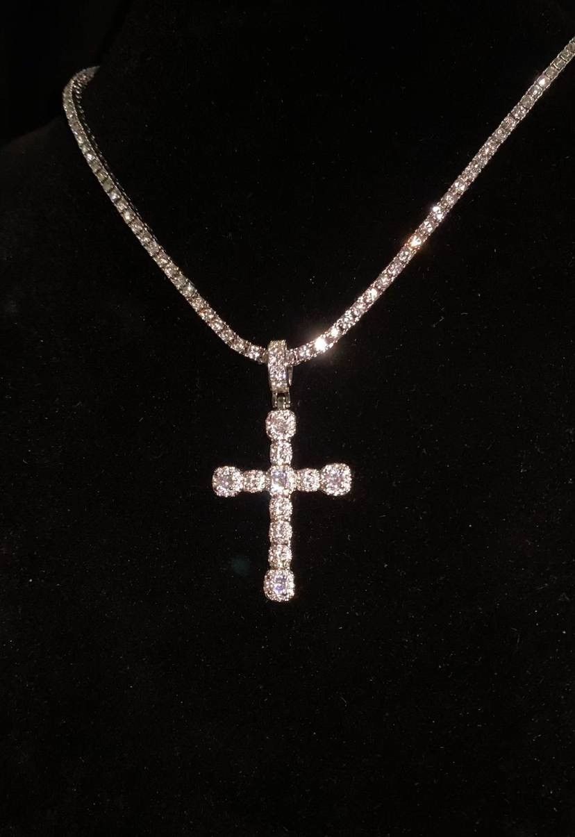 Other Chain | Pendant Cross Tennis Chain Silver 3mm 22” Size ONE SIZE - 2 Thumbnail