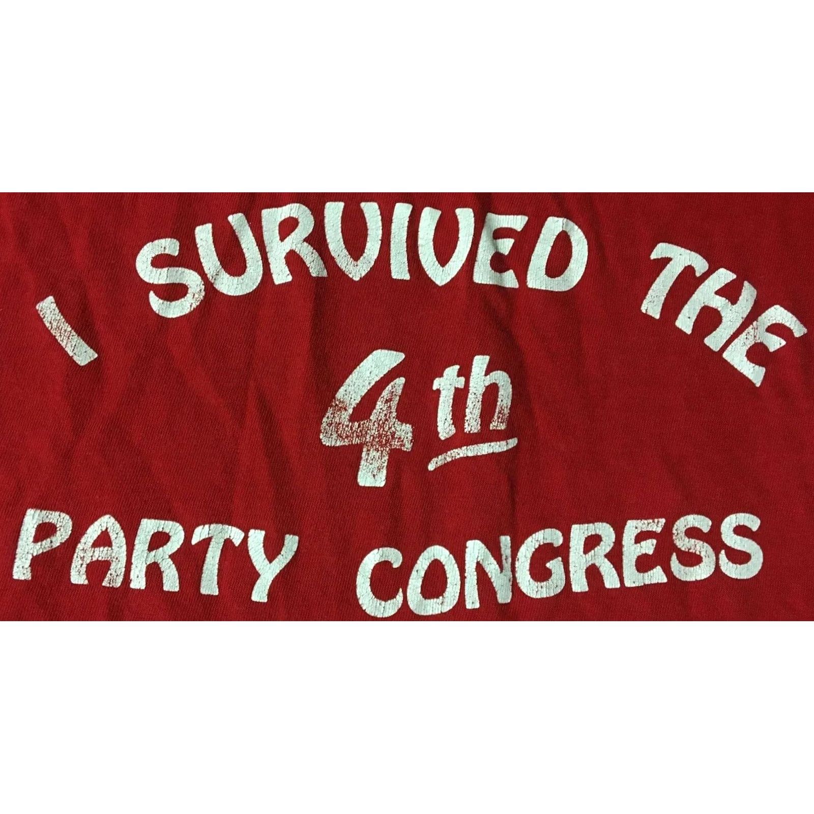 Vintage VINTAGE 80s I Survived The 4th Party Congress Faded Shirt M Red USA Military Politics Government Single Stitch T-Shirt Mens Size US M / EU 48-50 / 2 - 2 Thumbnail