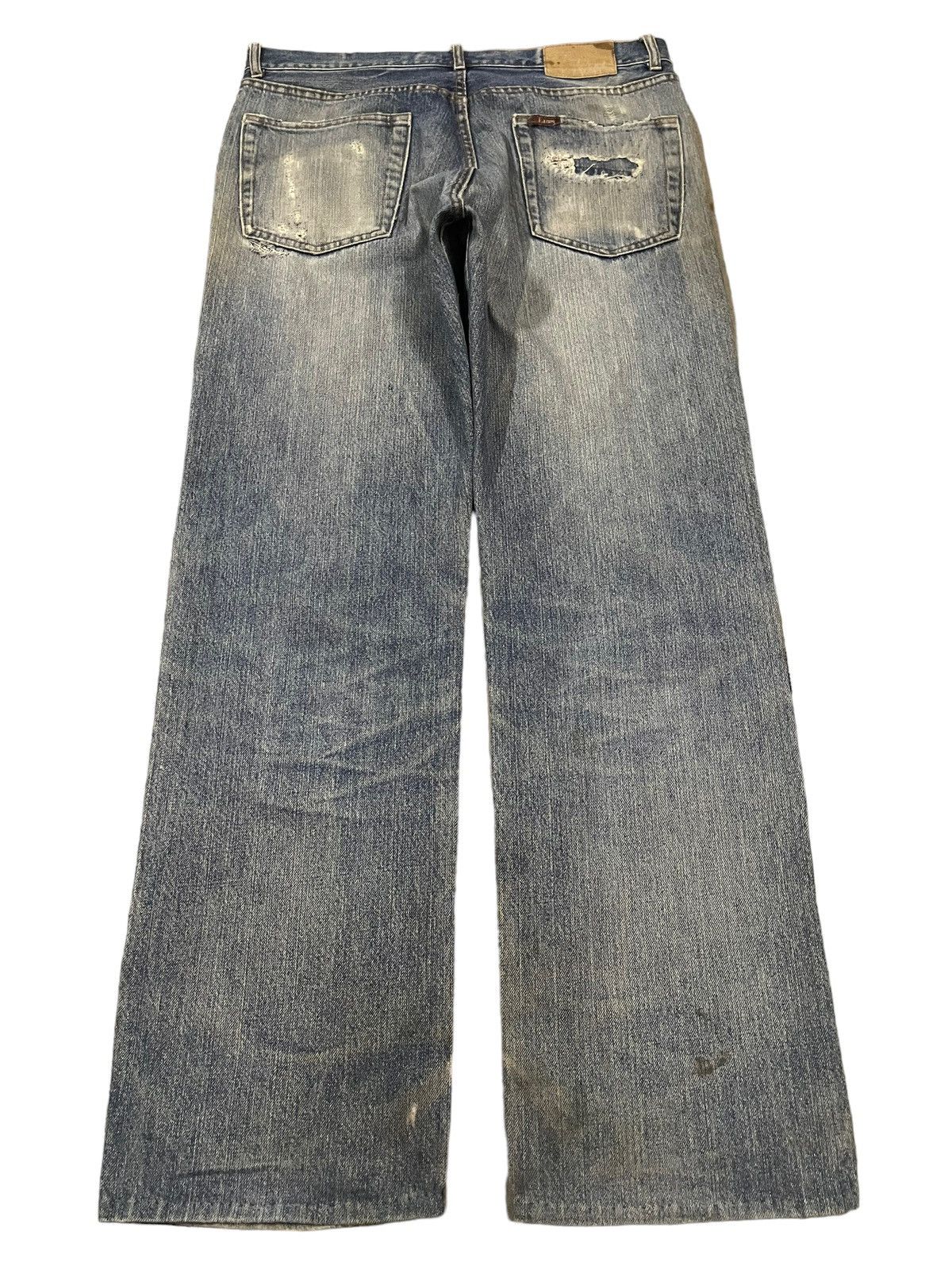 Hanes Vintage 90s Hanes Blue Wash Style Distressed Baggy Jeans Size US 34 / EU 50 - 2 Thumbnail