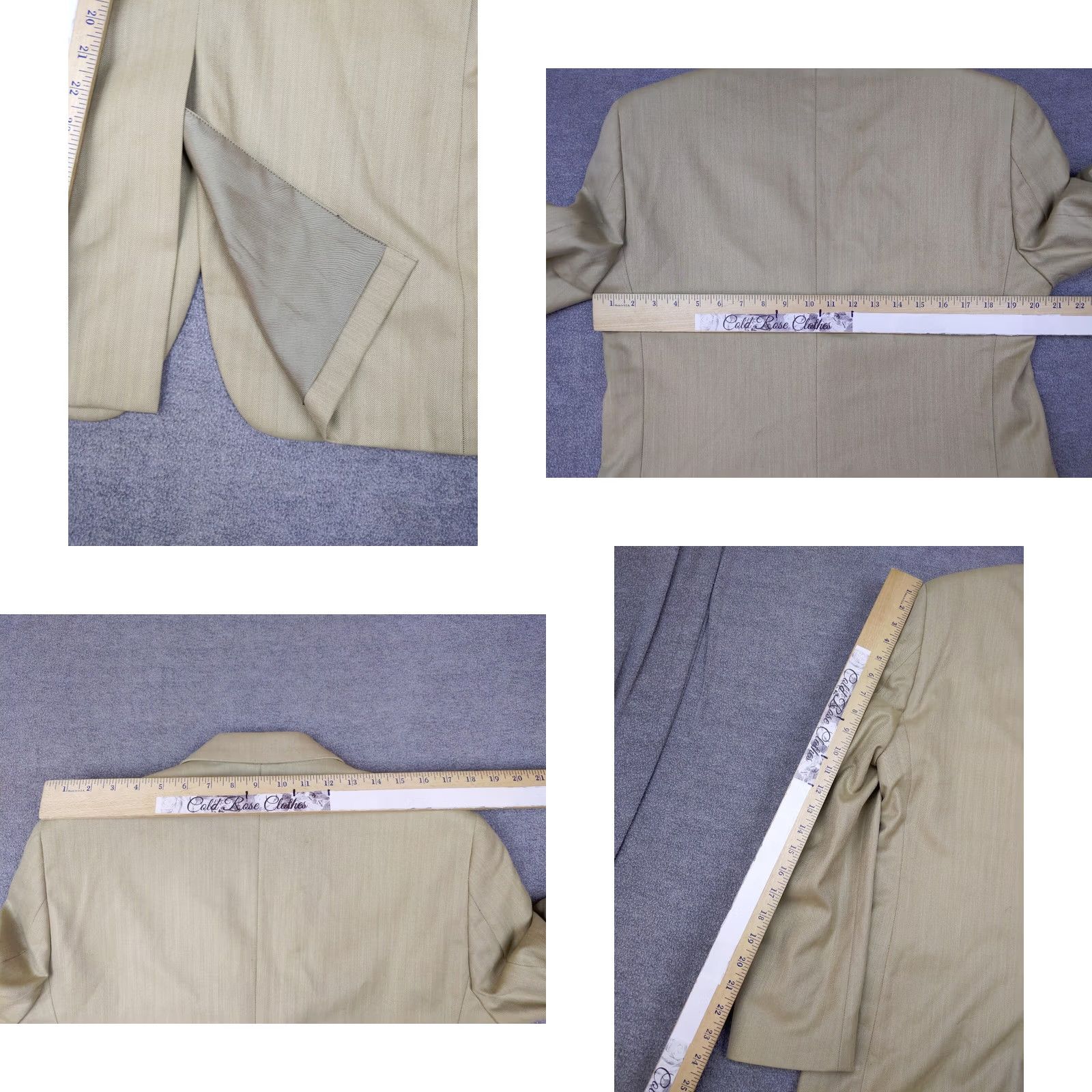 Joseph Joseph & Feiss Mens Blazer Jacket 2-Button Beige Herringbone 38R Viscose Polyester Notch Lapel"} Size 38R - 9 Thumbnail