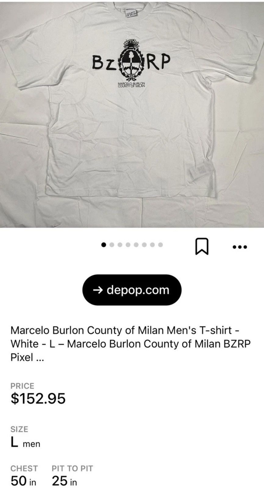 Marcelo Burlon Marcelo Burlon - BzRP- Graphic White T-Shirt Size Small Size US S / EU 44-46 / 1 - 10 Thumbnail