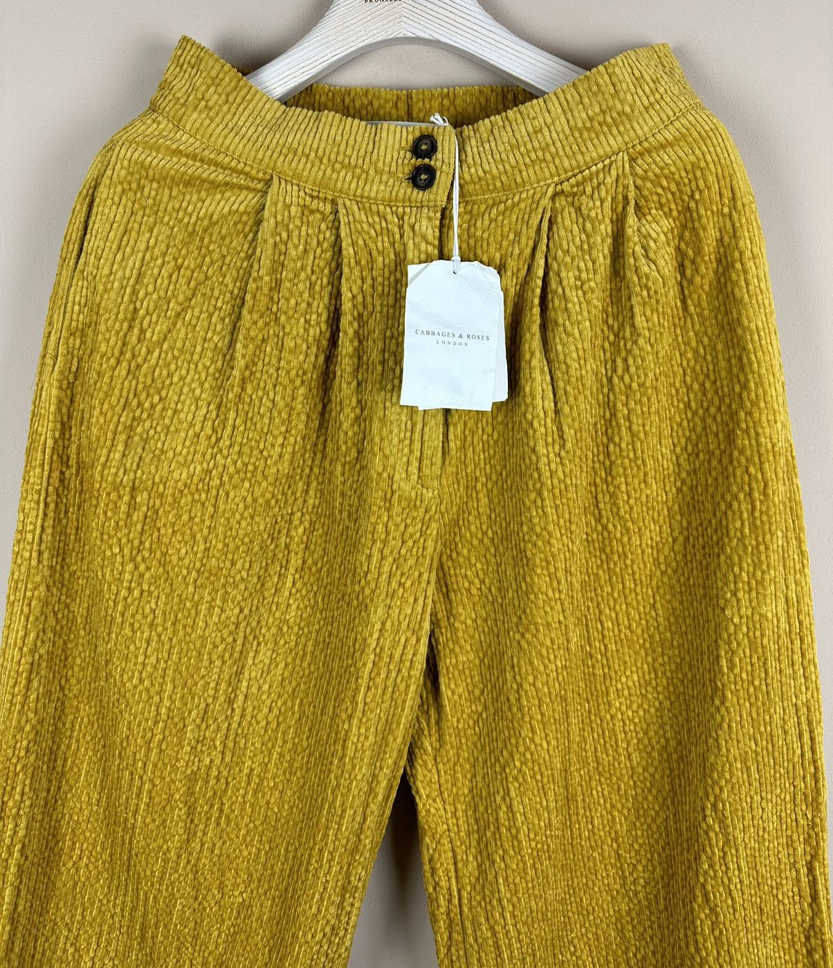 Margaret Howell CABBAGES & ROSES Yellow Corduroy Wide Cropped Trousers Pants Size 27" / US 4 / IT 40 - 14 Thumbnail