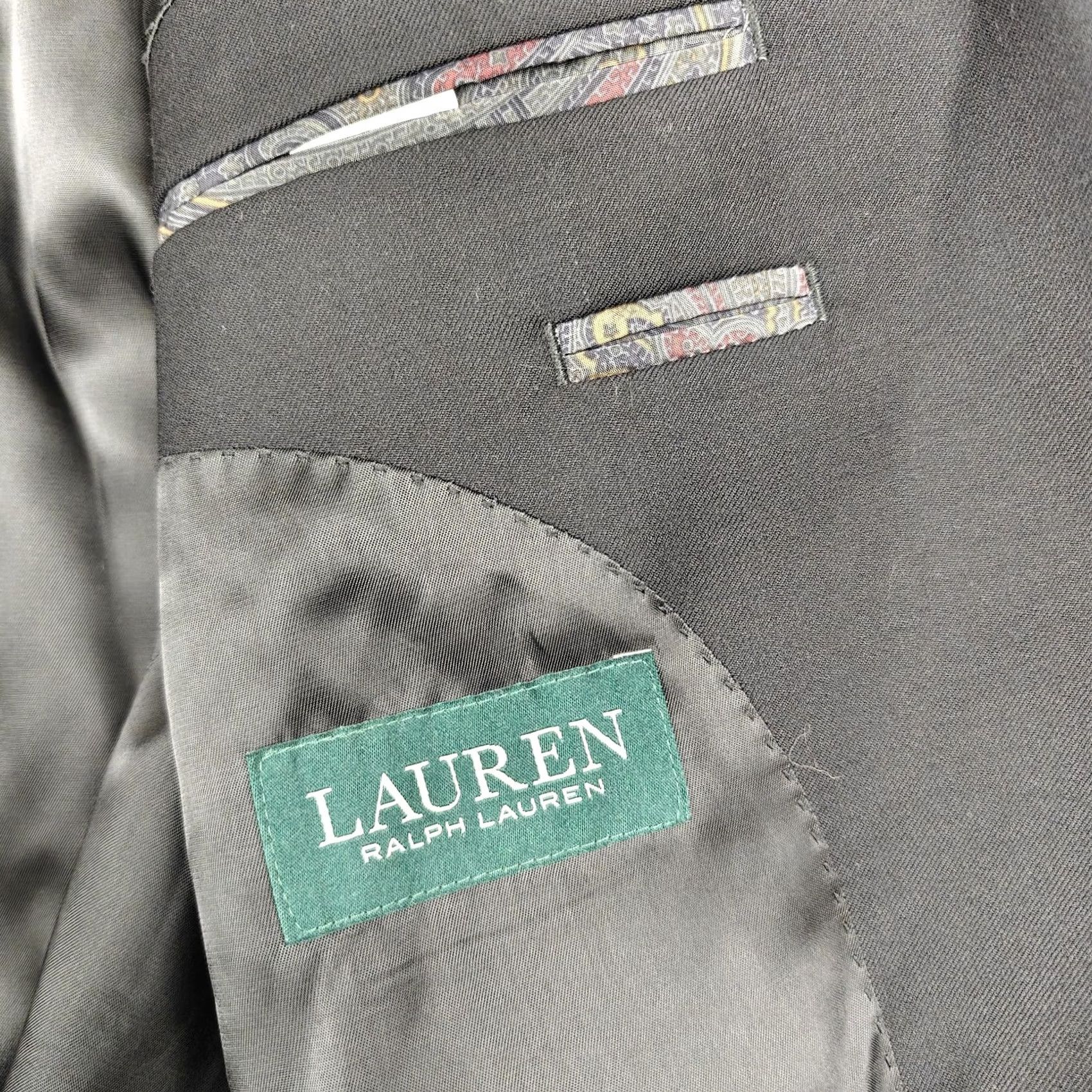 Ralph Lauren VINTAGE? No. Lauren Ralph Lauren Blazer Mens 40R Black Wool Two Button Suit Jacket Lined Size 40R - 5 Thumbnail