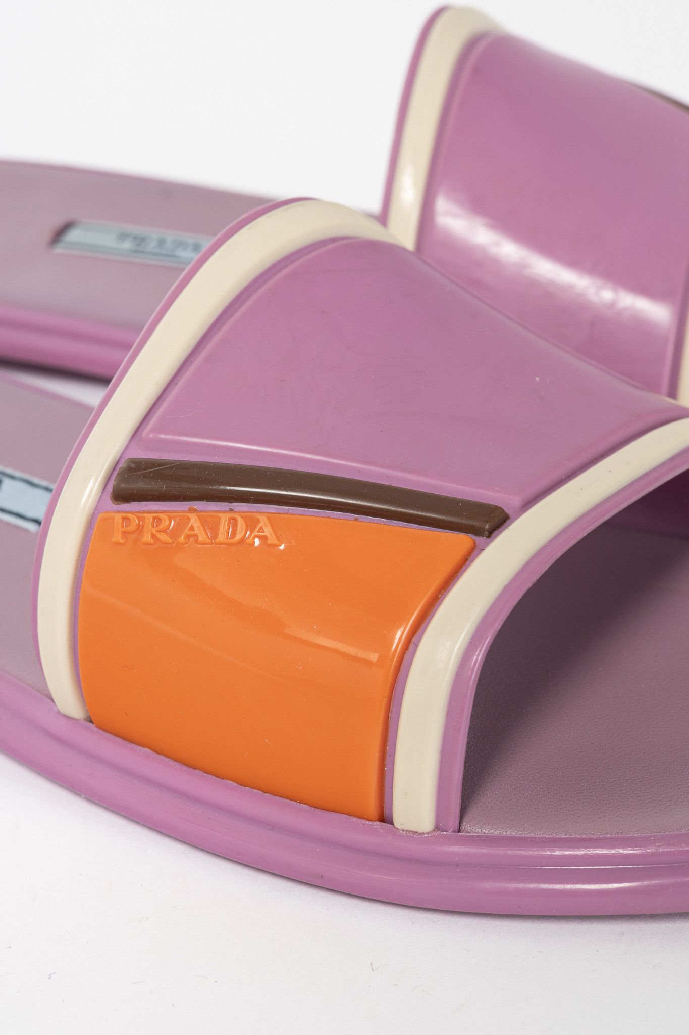 Prada Prada SS17 Runway Pink Color-Block Rubber & Leather Slides Size US 7.5 / IT 37.5 - 8 Thumbnail