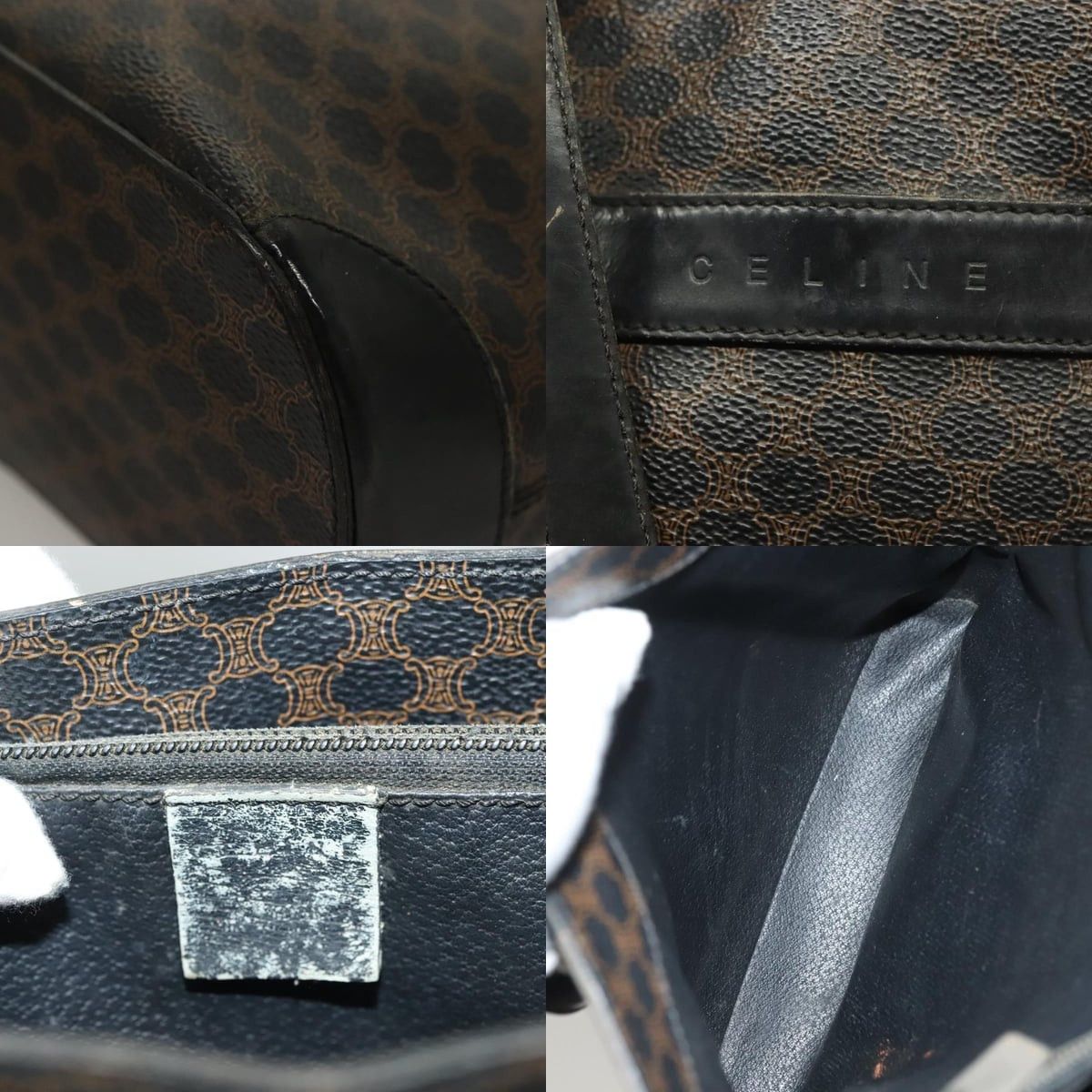Celine CELINE Macadam Canvas Hand Bag Pvc Leather Black Gold Size ONE SIZE - 11 Thumbnail