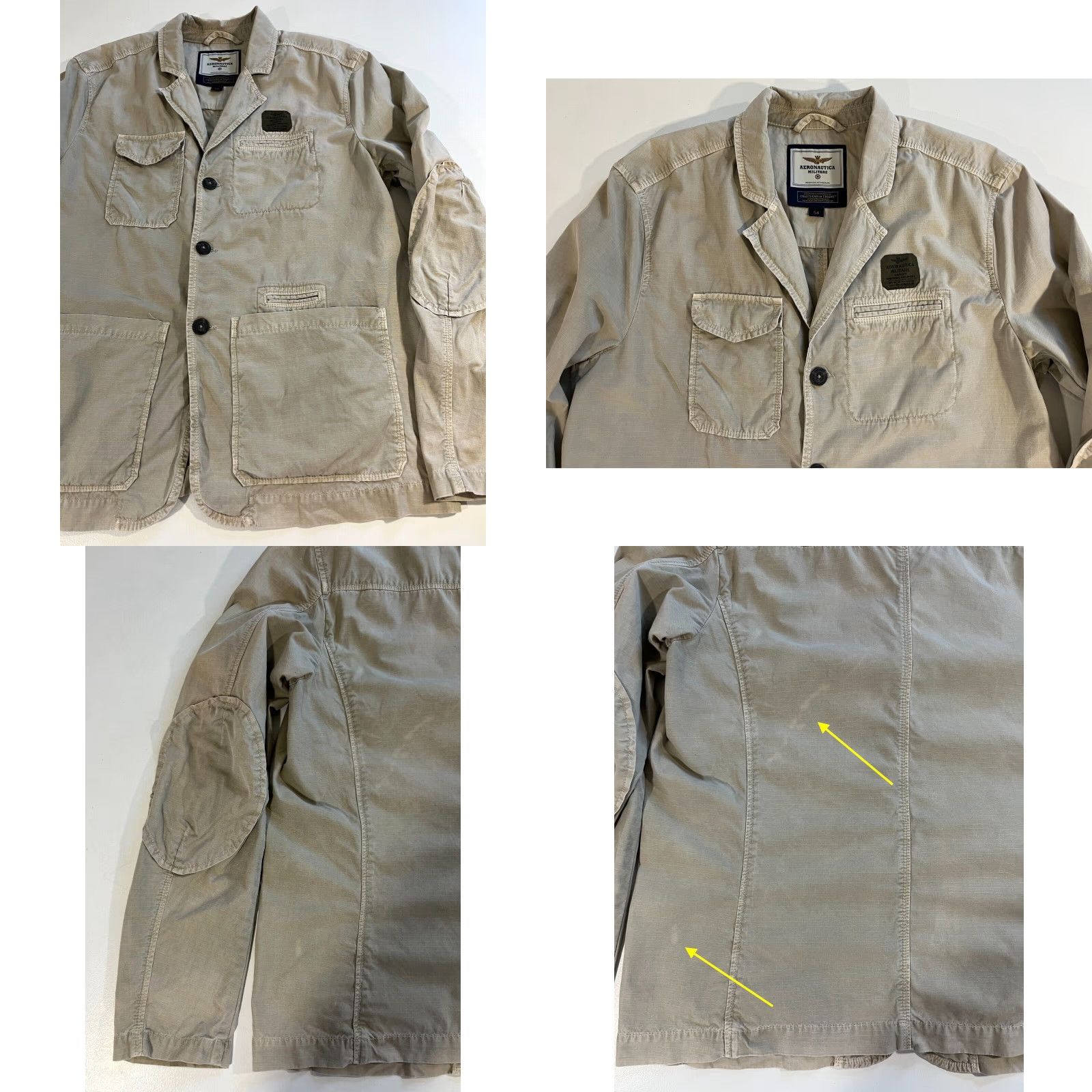 Aeronautica Militare VINTAGE Aeronautica Militare Jacket Mens Canvas Blazer Size 54 Beige Military Style with Pockets Elbow Patch Size 54R - 8 Thumbnail