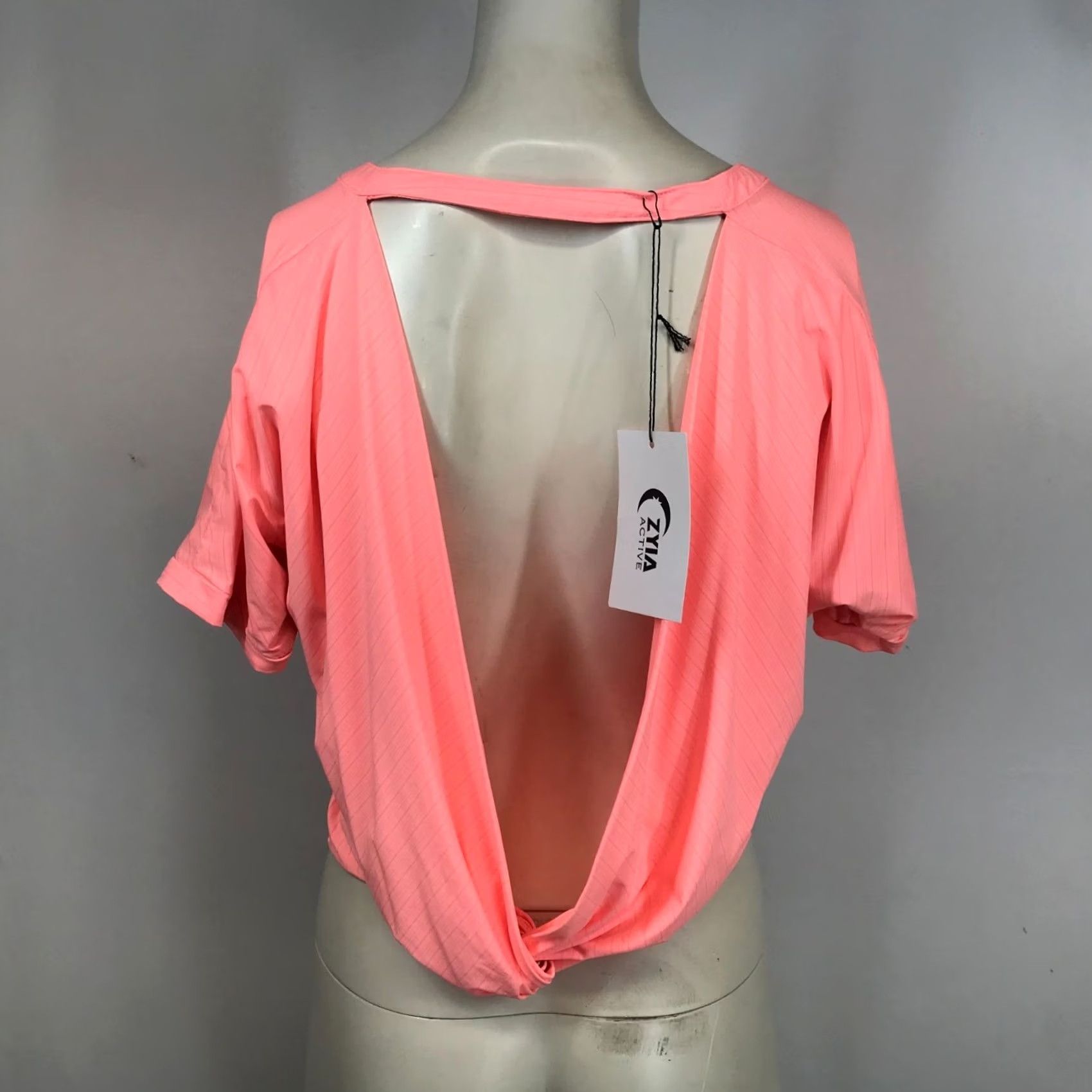 Pinko ZYIA WOMEN'S LARGE PINK RUMOR SHORT SLEEVE OPEN BACK ACTIVE TOP SHIRT Size L / US 10 / IT 46 - 5 Thumbnail