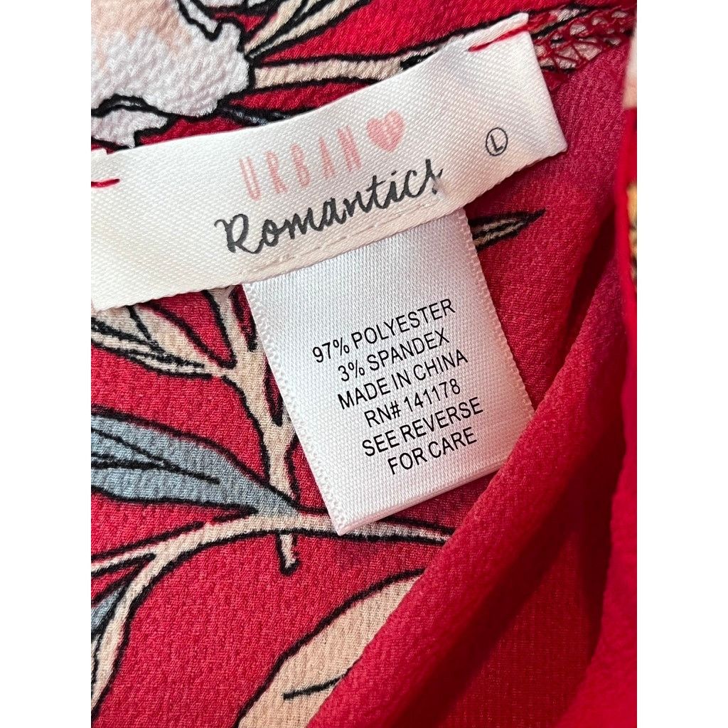 Other URBAN Romantics Red Floral Swing Blouse LARGE NWOT Romance Size L / US 10 / IT 46 - 2 Thumbnail