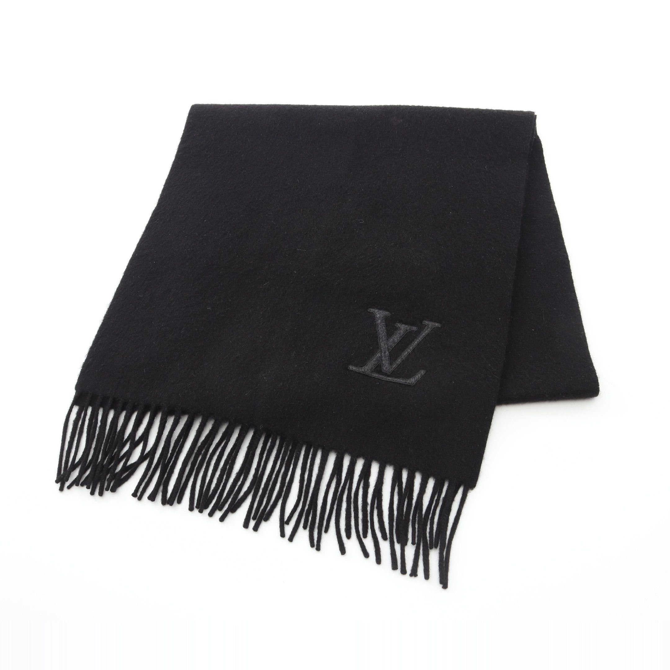 Louis Vuitton Louis Vuitton Logo Scarf Cashmere Black Size ONE SIZE - 1 Thumbnail