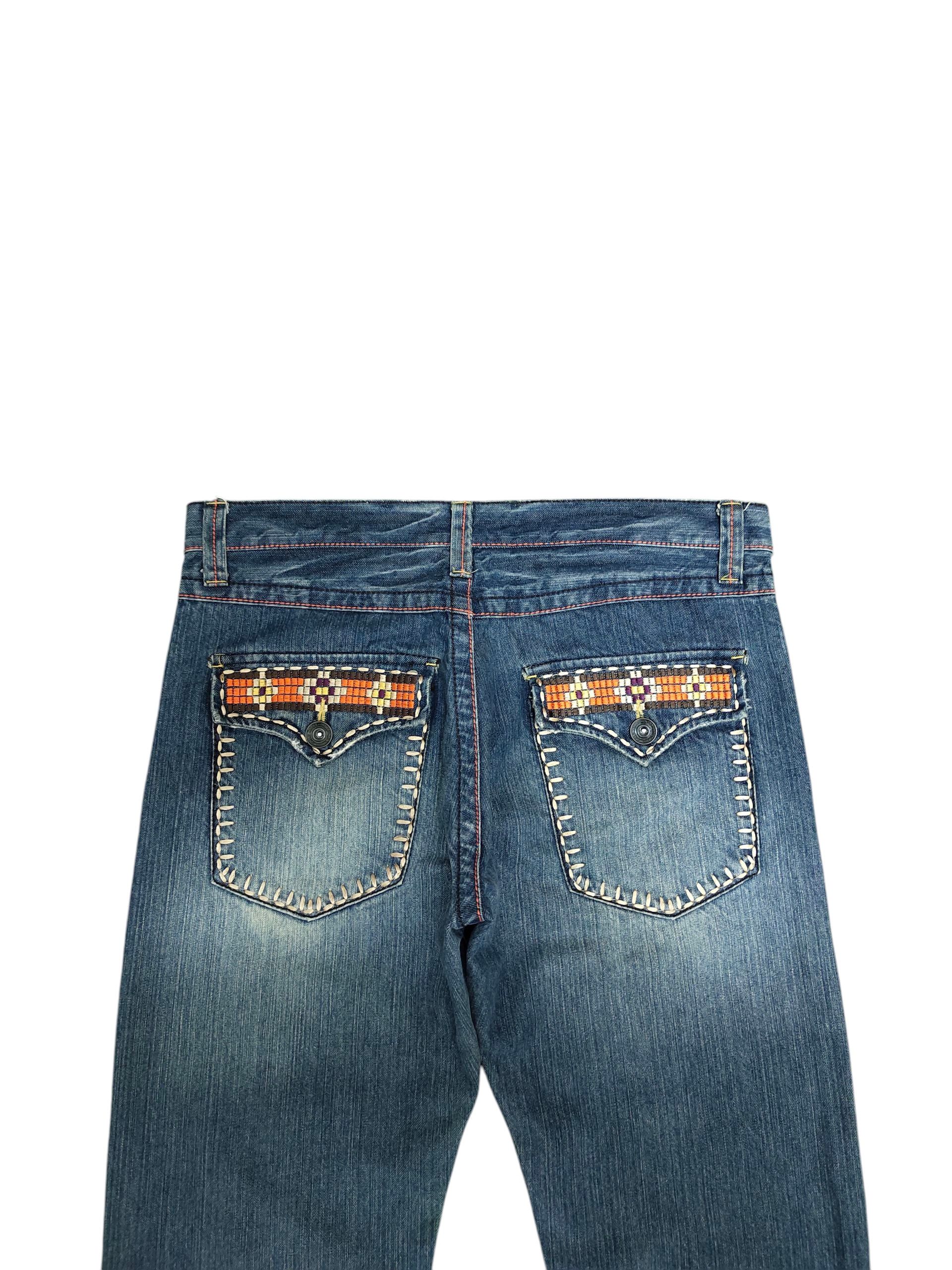 Japanese Brand Japanese Brand Embroidered Pocket Clawmark Distress Jeans Size US 34 / EU 50 - 2 Thumbnail