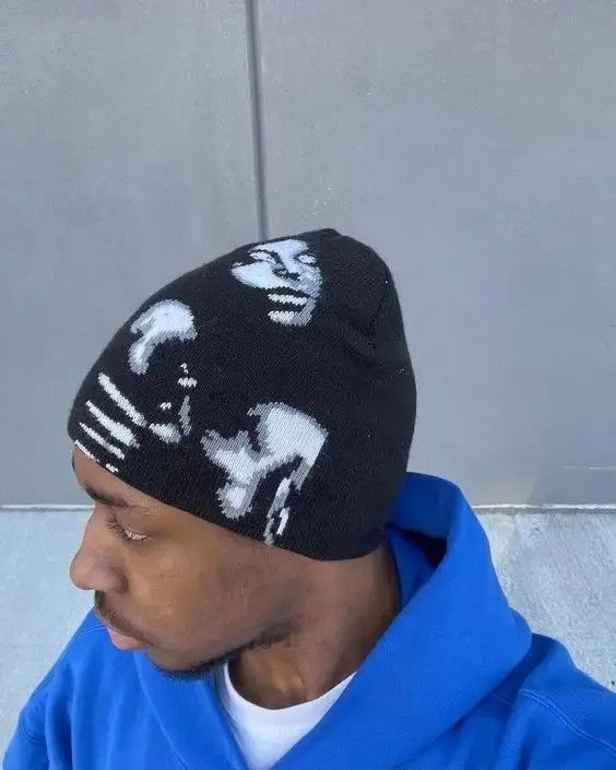 VIBE Streetwear knitted hat thin universal hat y2k avantgarde Size ONE SIZE - 8 Thumbnail