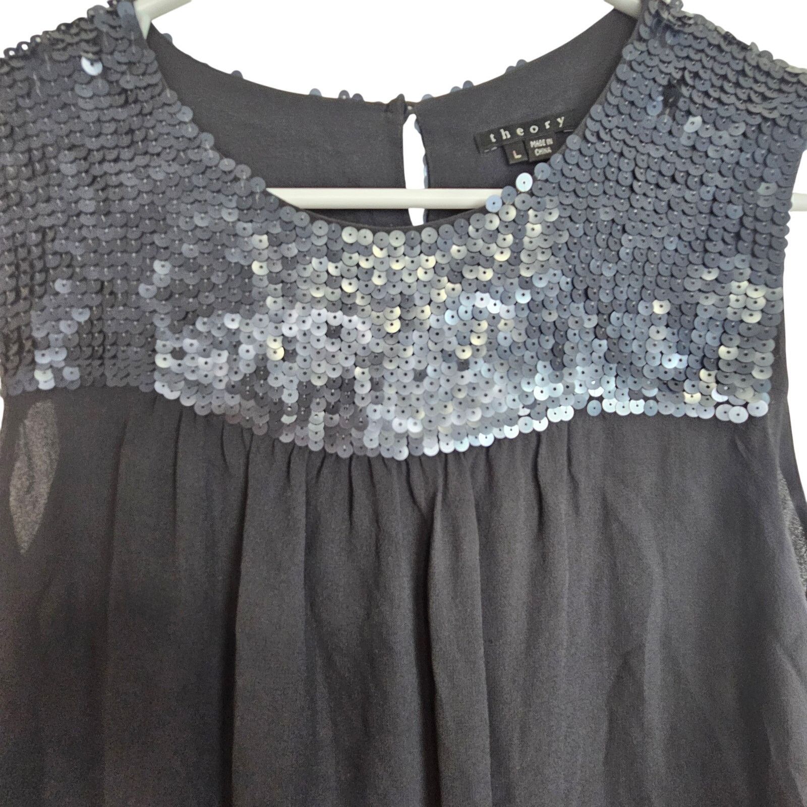 Theory Theory Womens Piedmont Silk Sequin Blouse L Designer Classy Size L / US 10 / IT 46 - 2 Thumbnail