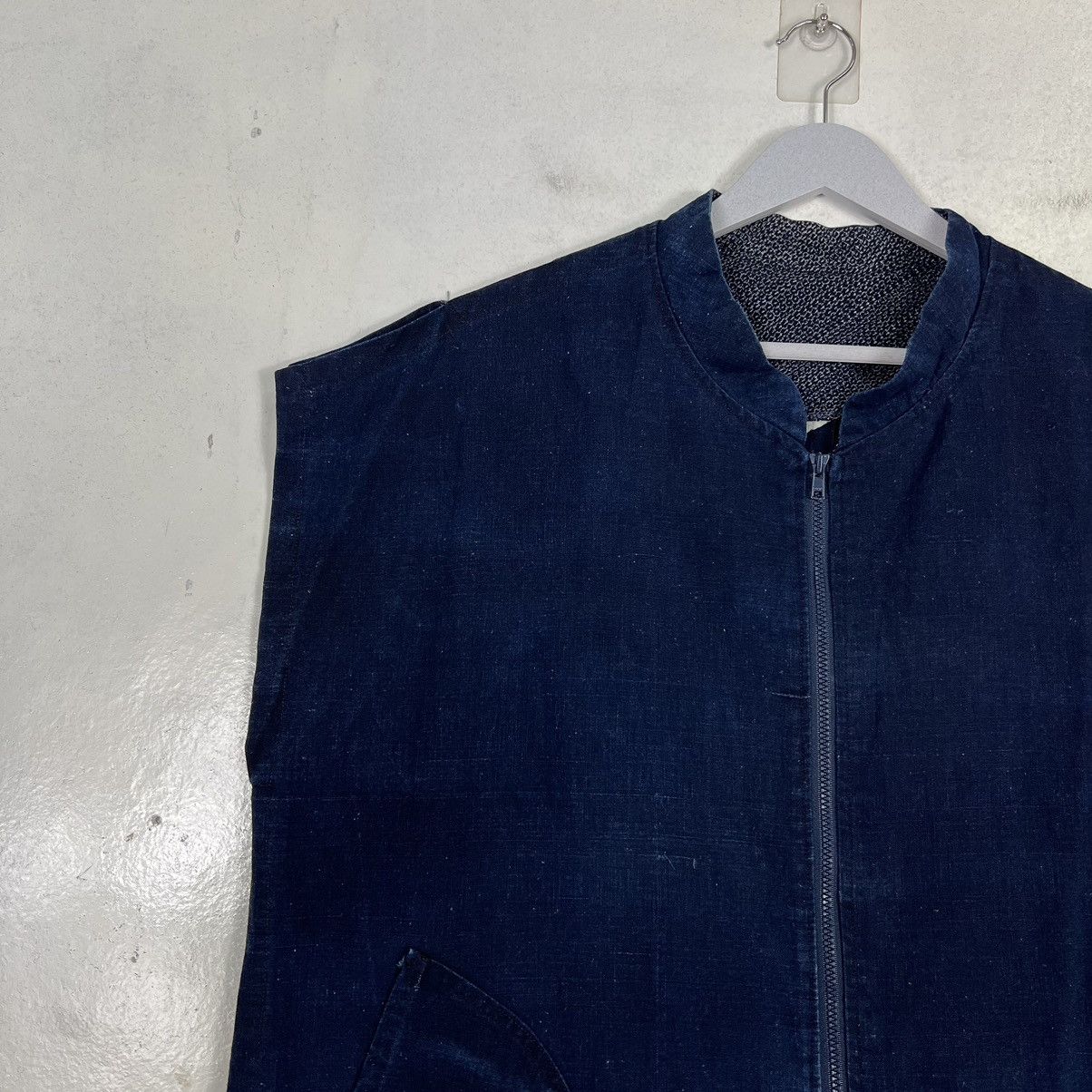 Indigo 🔥 70s VINTAGE INDIGO JAPAN TANK TOP JACKET Size US XL / EU 56 / 4 - 7 Thumbnail