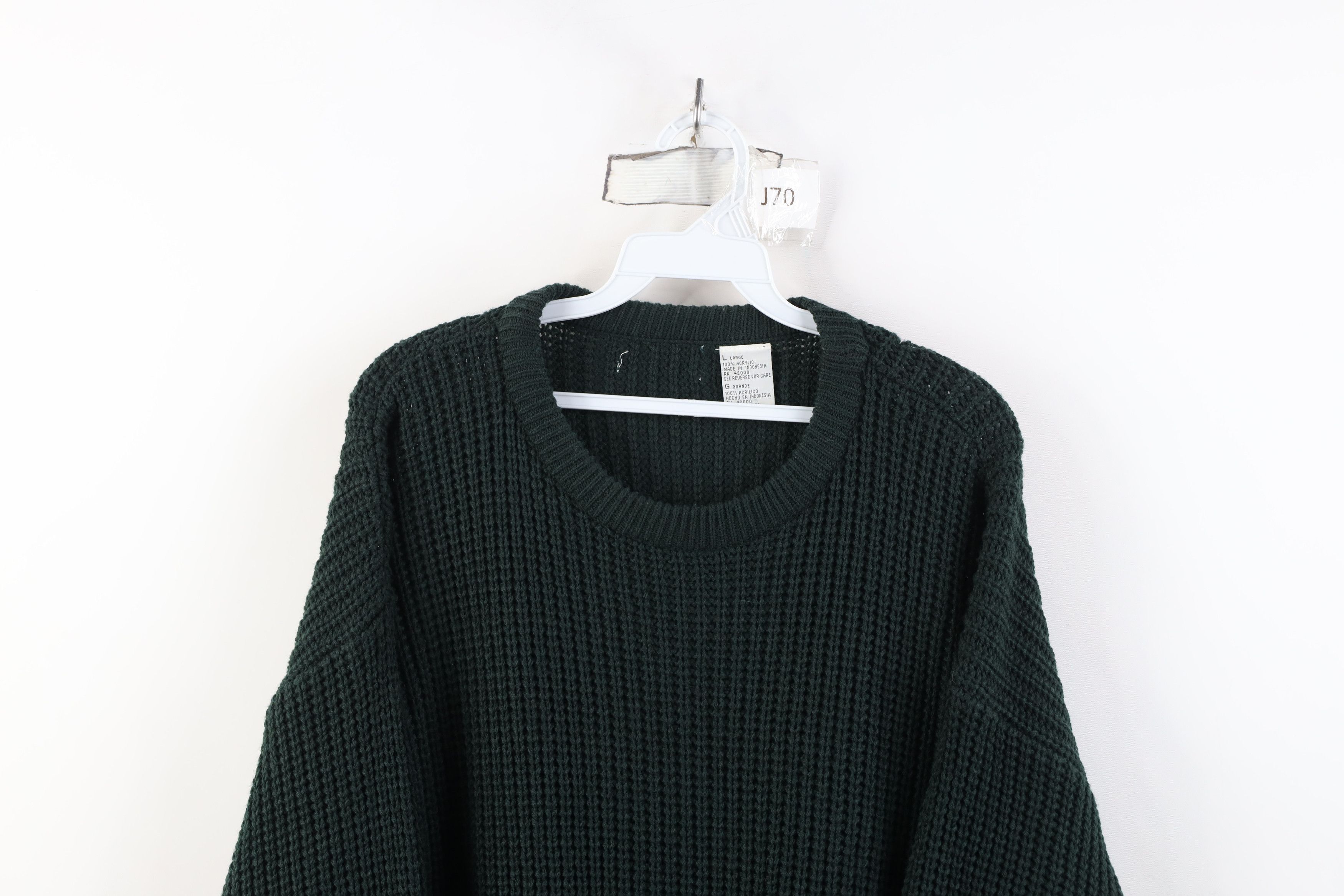 Vintage Vintage 90s Streetwear Ribbed Knit Sweater Dark Green Size US L / EU 52-54 / 3 - 2 Thumbnail