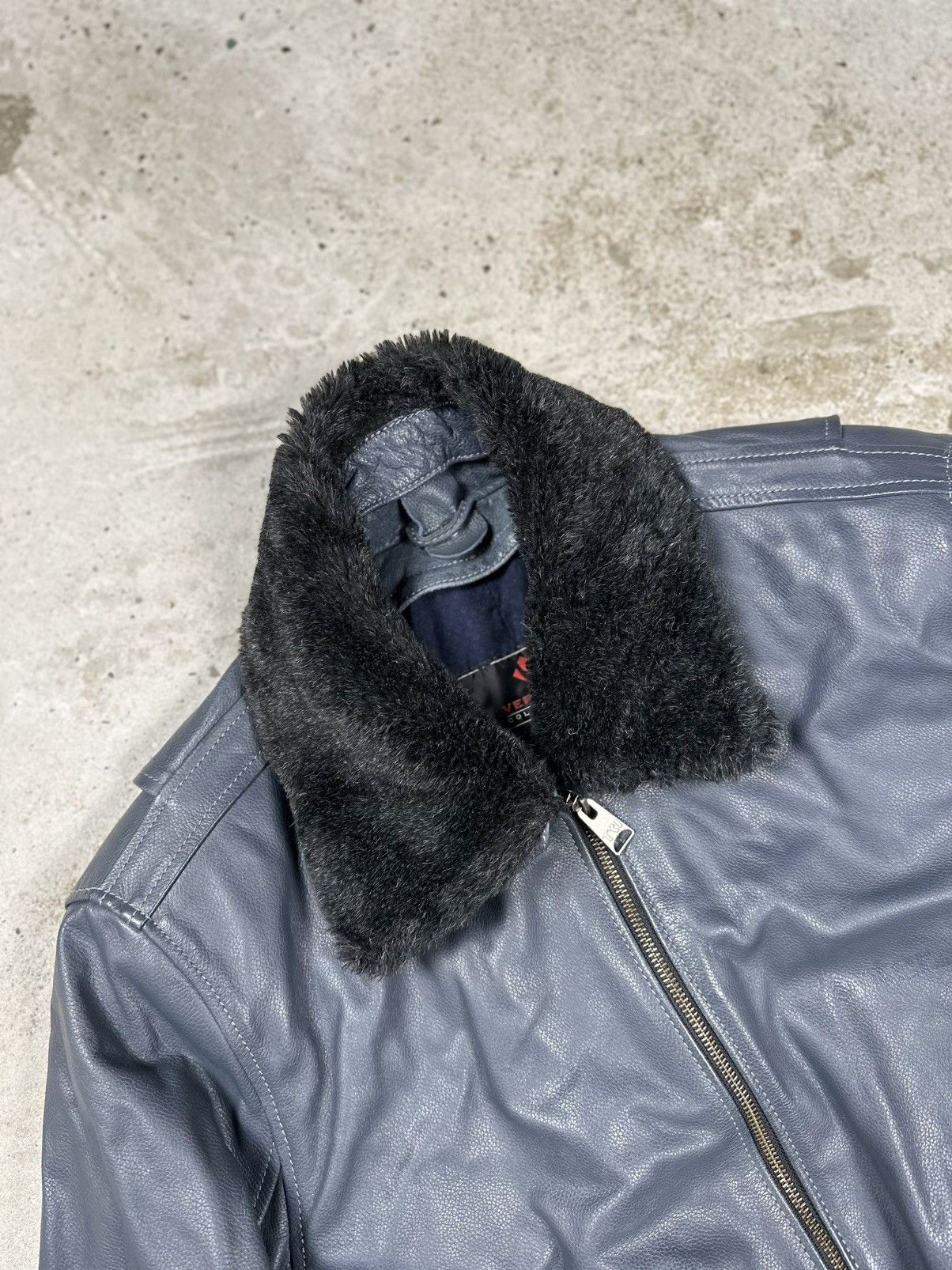 Vintage Y2K A2 Type Grey Leather Bomber Flyers Jacket