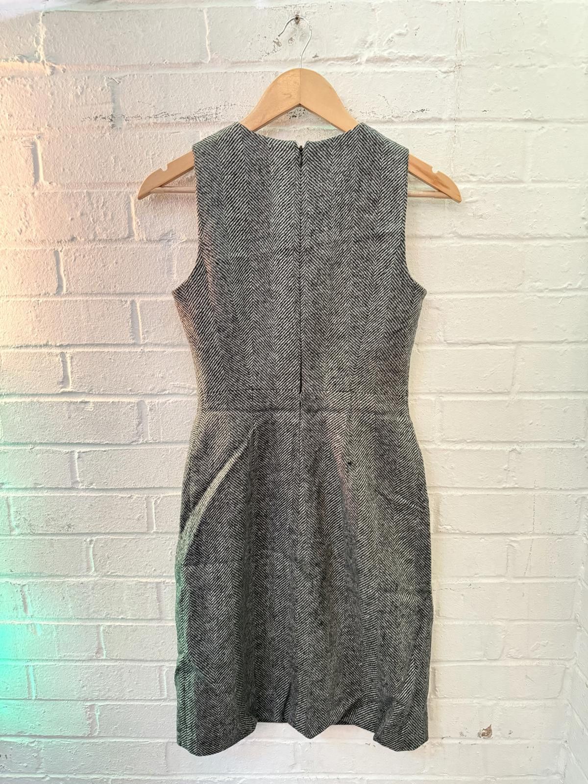 Other Hobbs Grey Herringbone Midi Dress UK 8 Size M / US 6-8 / IT 42-44 - 4 Thumbnail