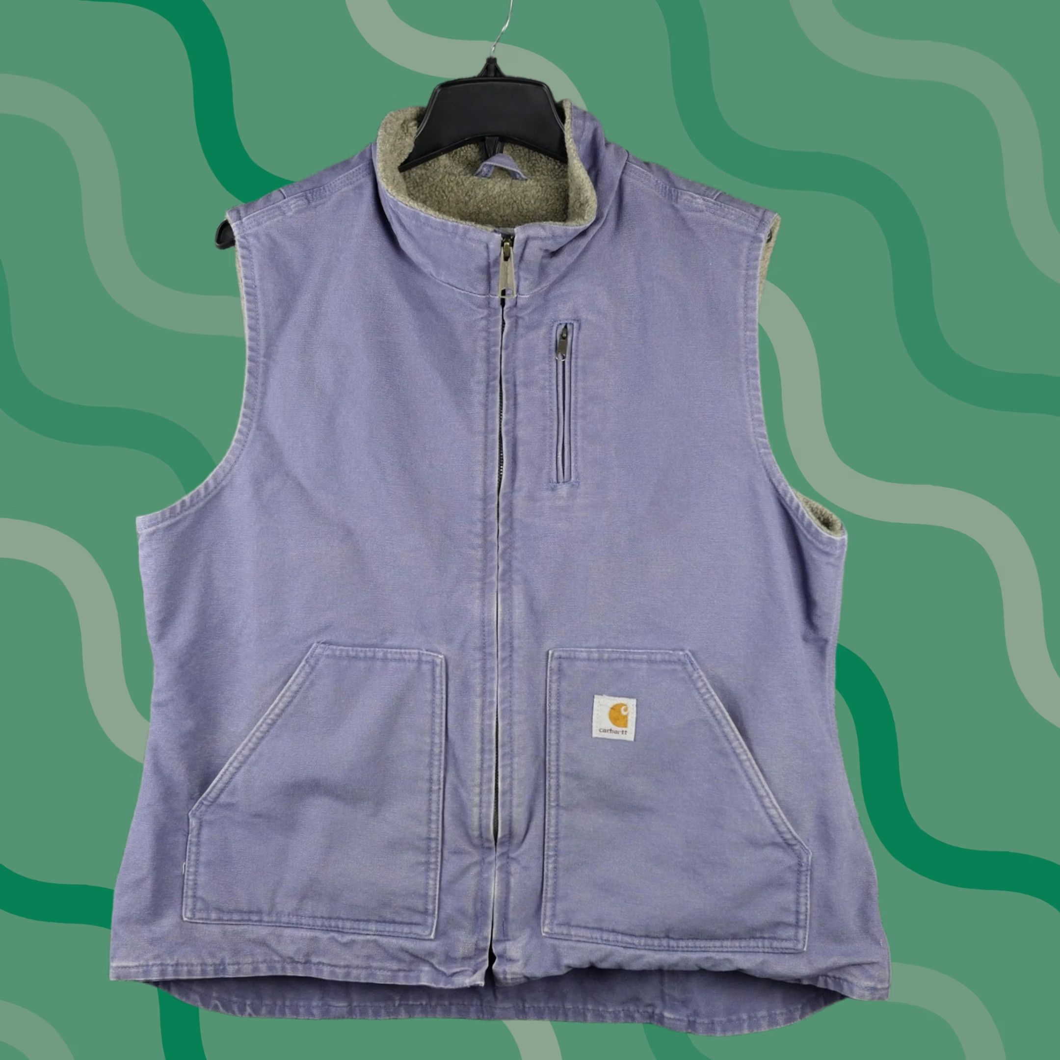 Carhartt Carhartt Vest Womens Large Purple Canvas Sherpa Lined Work Zip Pockets WV001 Size L / US 10 / IT 46 - 1 Thumbnail
