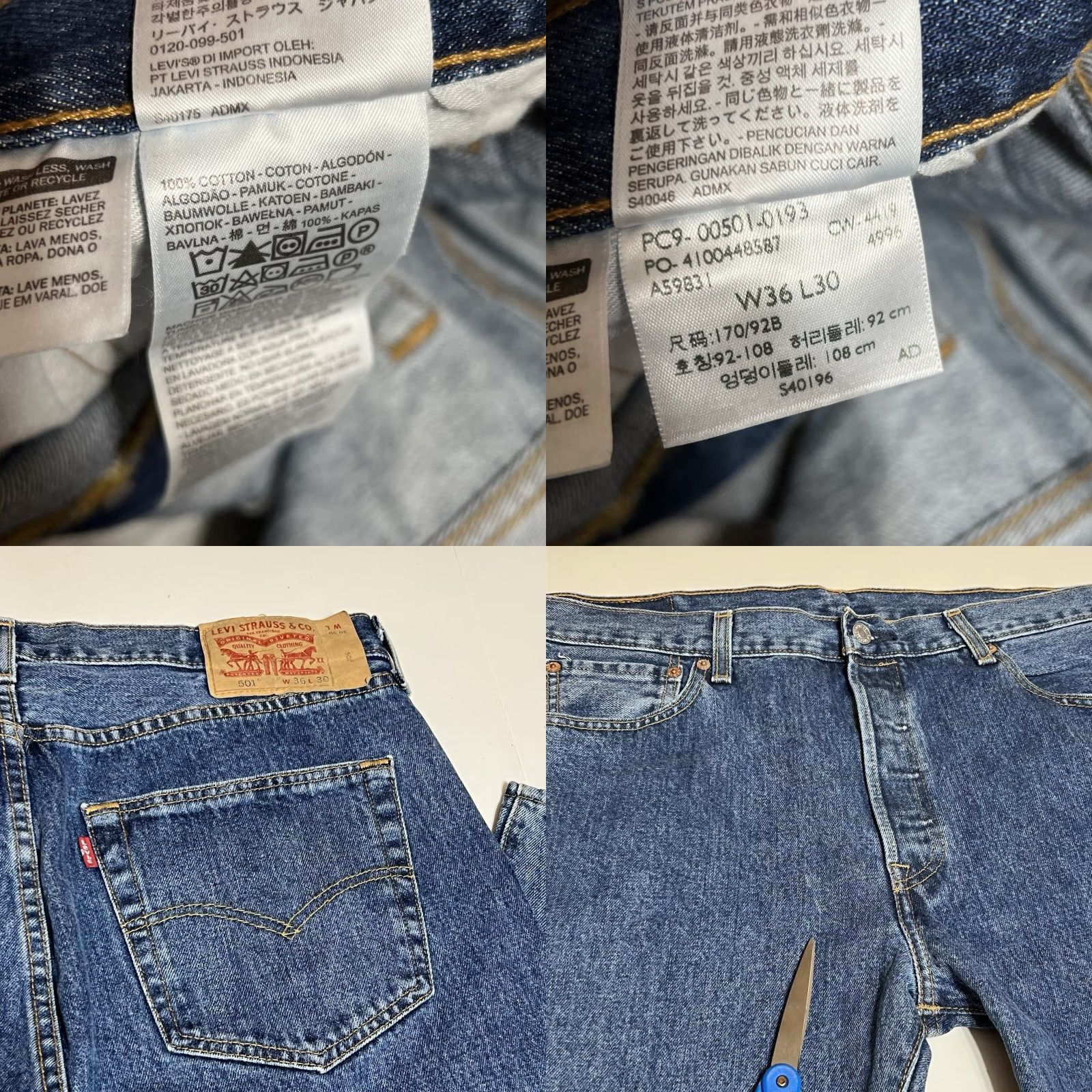Levi's Levi's 501 Jeans Mens 36x30 Blue Regular Straight Leg Button Fly Denim 5-Pocket USA Vintage? No (remove question) Size US 36 / EU 52 - 8 Thumbnail