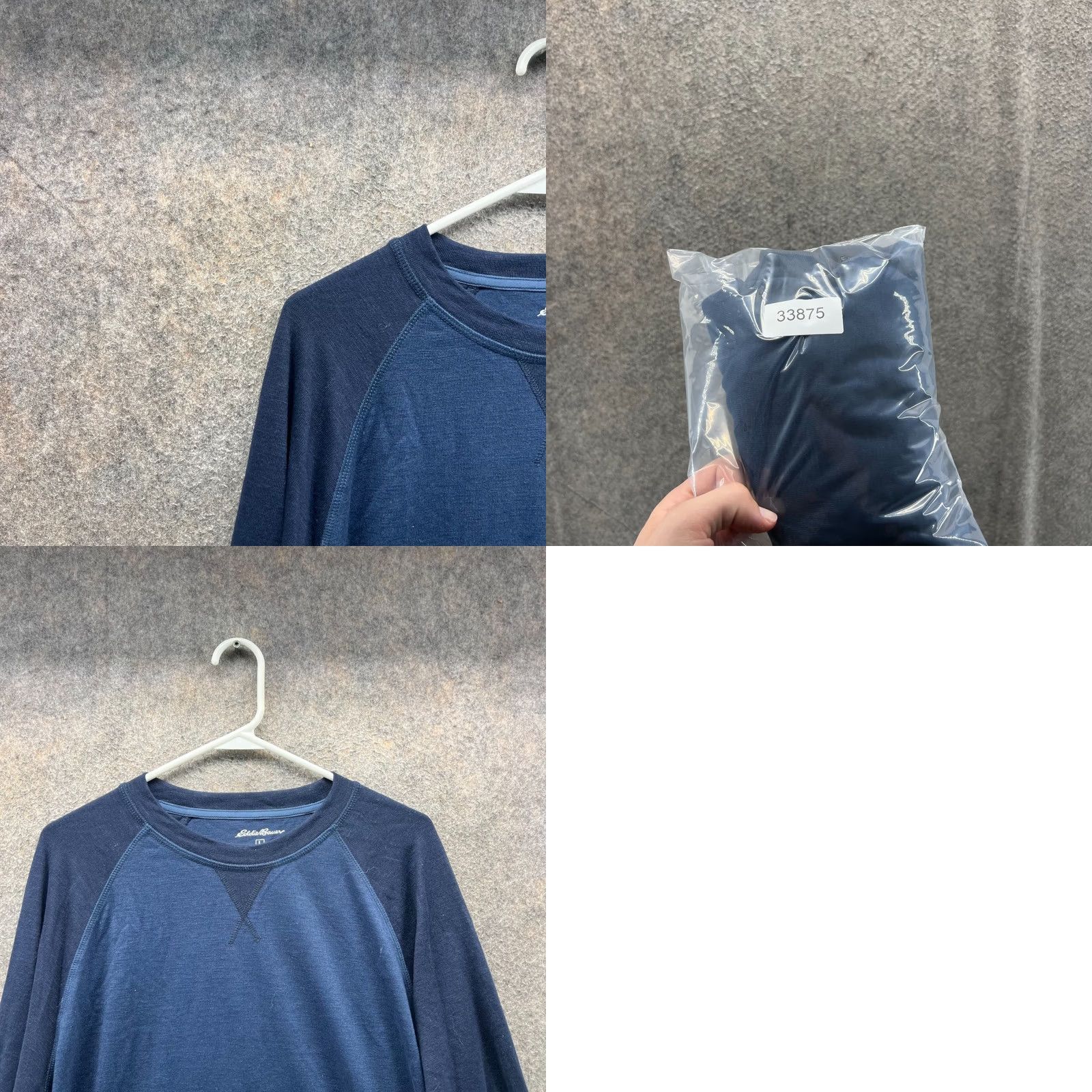 Eddie Bauer VINTAGE is not present; Original is not vintage. Title: Eddie Bauer Shirt Mens Large Navy Blue Long Sleeve Crewneck Cotton Pullover Size US L / EU 52-54 / 3 - 8 Thumbnail