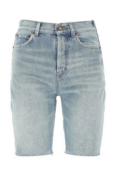 image of Saint Laurent Paris Oc11Z10524 Raw-Edge Shorts In Denim In Blue, Women's (Size 34)