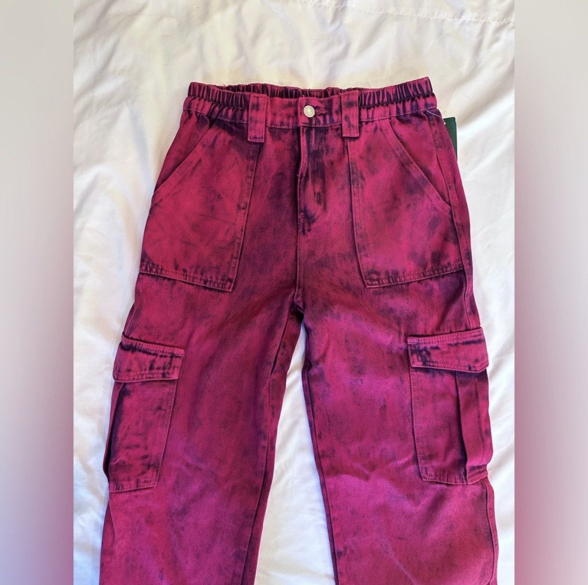 Signatures Raspberry colored acid wash cargo jeans denim | Grailed