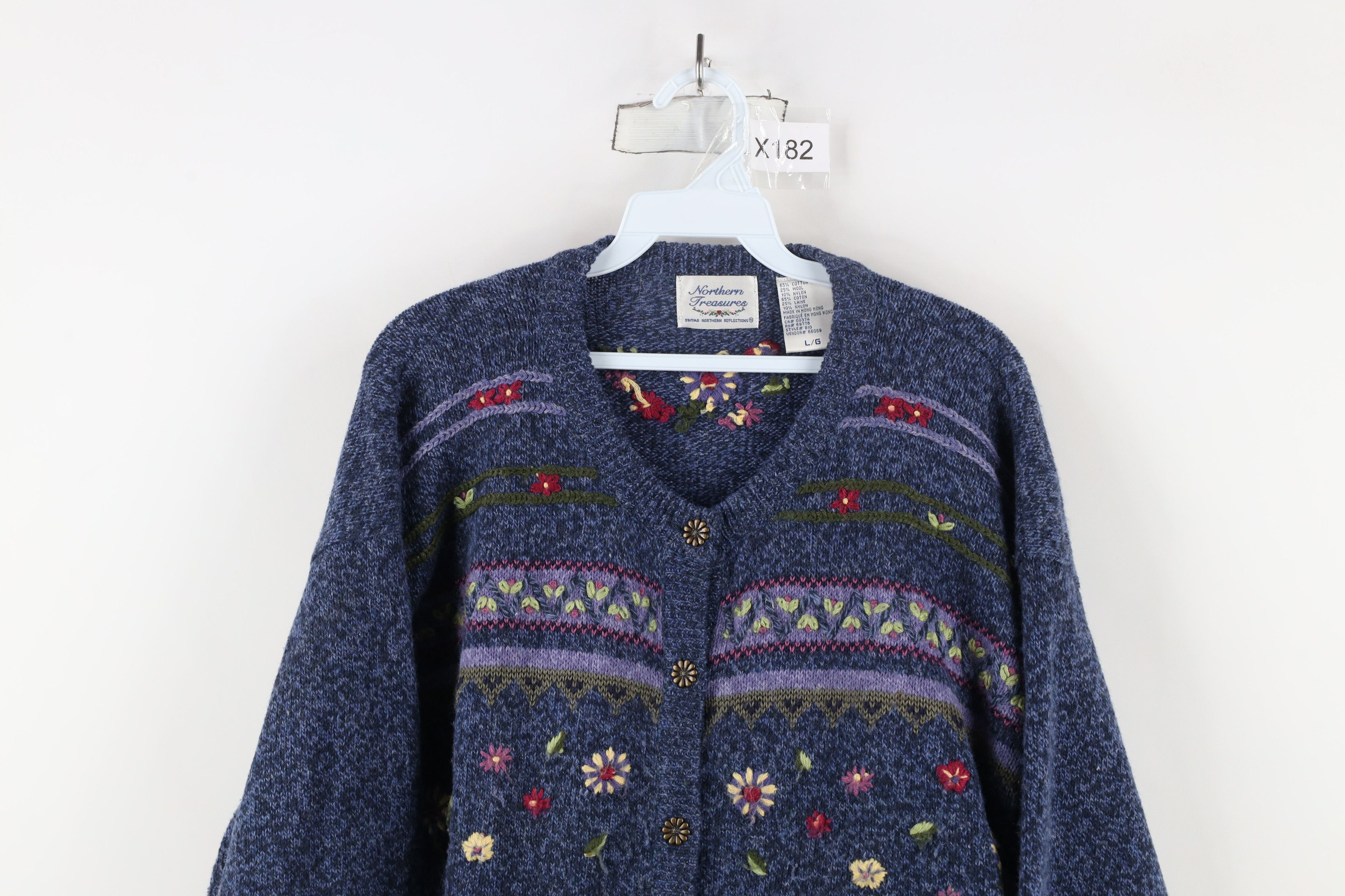 Vintage Vintage 90s Country Primitive Embroidered Cardigan Sweater Size L / US 10 / IT 46 - 2 Thumbnail