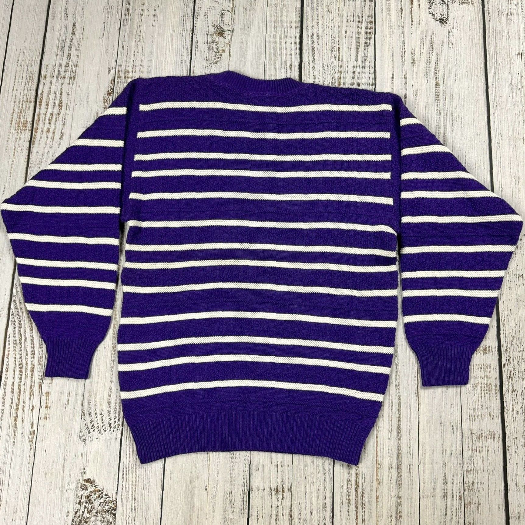 Vintage VINTAGE City Streets Knit Sweater M Purple Striped 90s Retro Pullover Unisex Size US M / EU 48-50 / 2 - 5 Thumbnail
