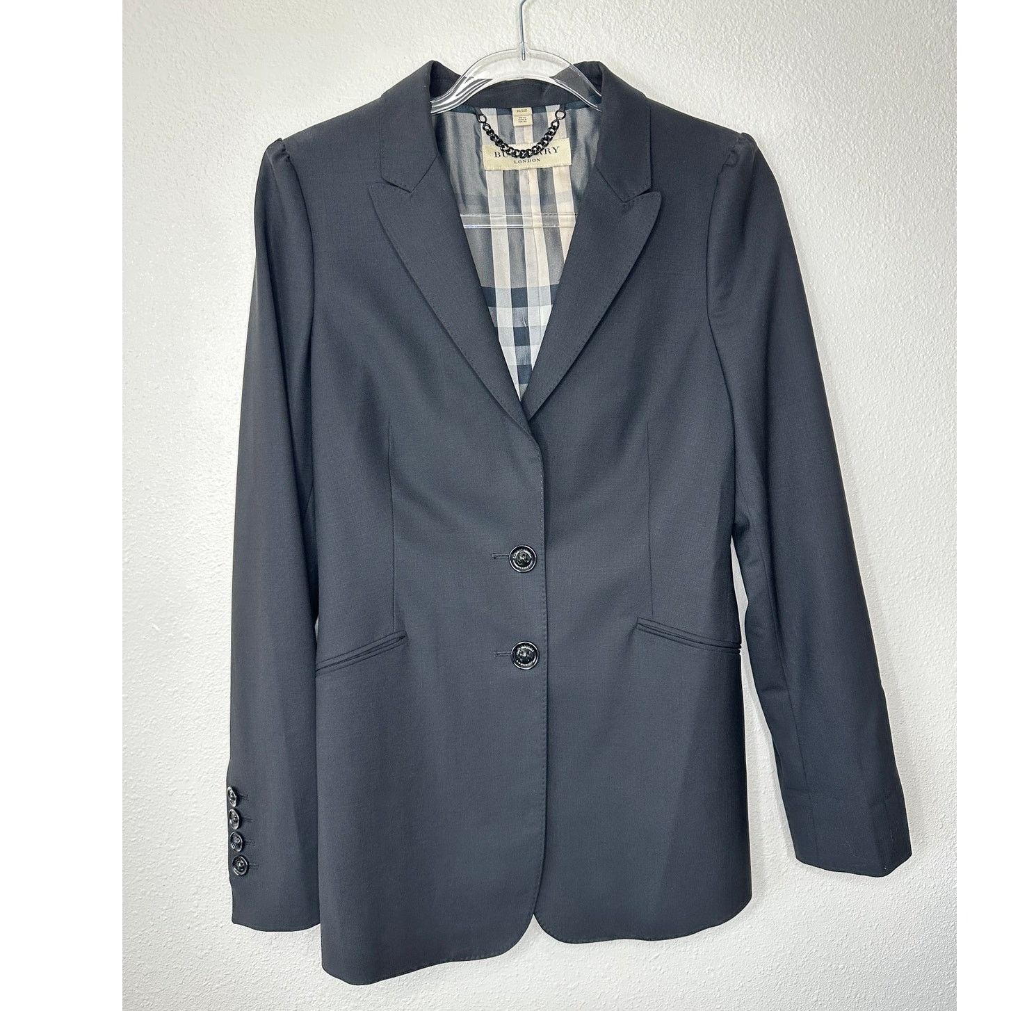Burberry Burberry London Black 2-Button Wool Blazer Plaid Lined 8 Size M / US 6-8 / IT 42-44 - 5 Thumbnail