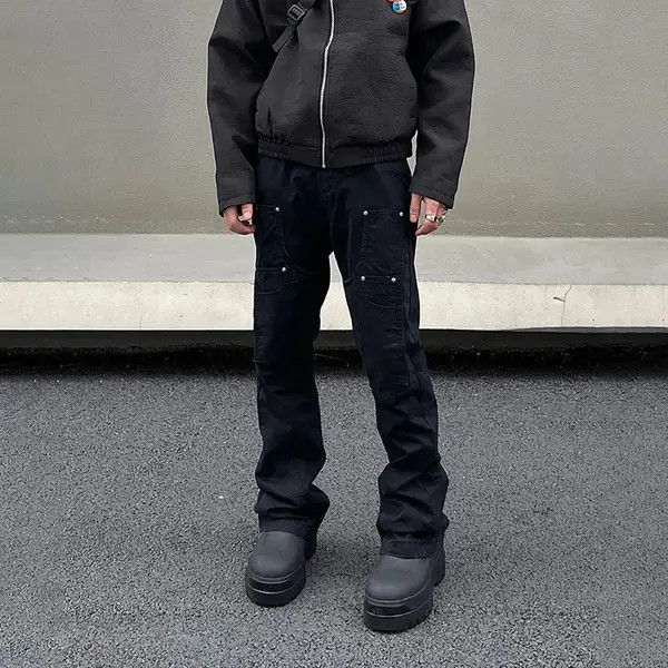 Vintage VIBE Black Slim Straight Carpenter Cargo Pants Size US 34 / EU 50 - 3 Thumbnail