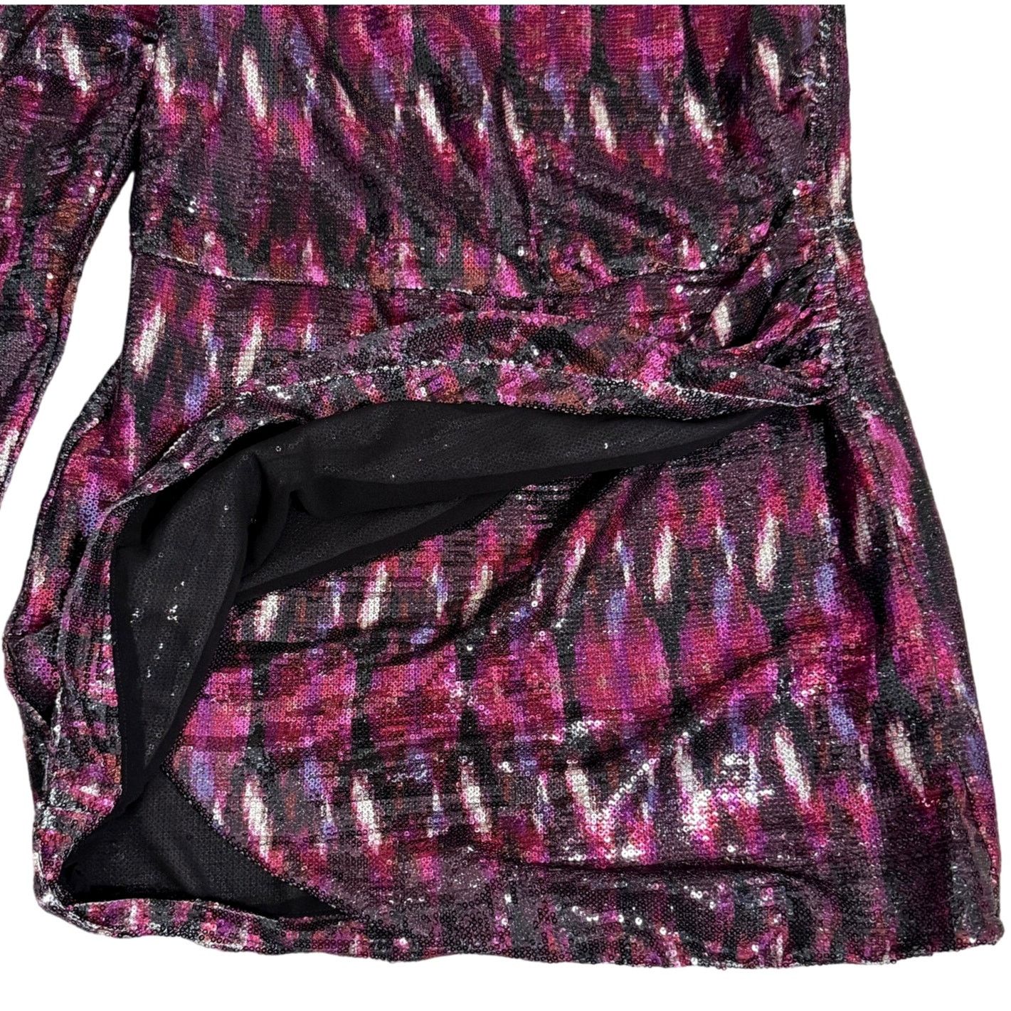 MISA Los Angeles Misa LA Nova One-Shoulder Sequin Minidress L Fuchsia Size L / US 10 / IT 46 - 6 Thumbnail