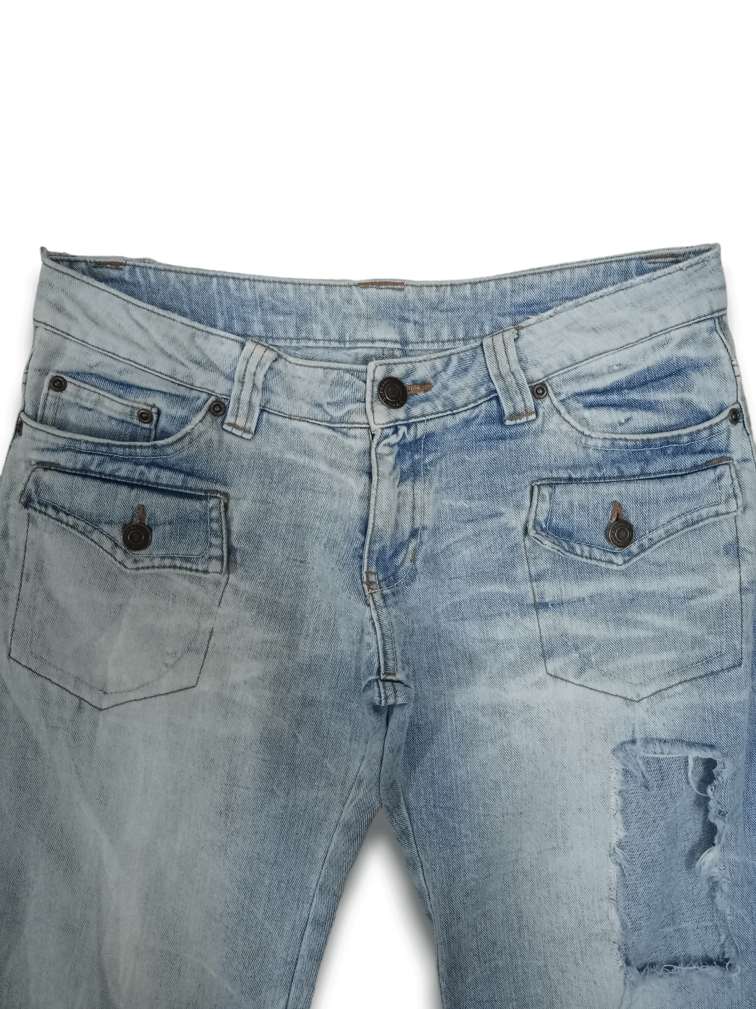 Japanese Brand Vintage Japanese Brand Bush Style Ripped Studded Jeans Size US 31 - 4 Thumbnail